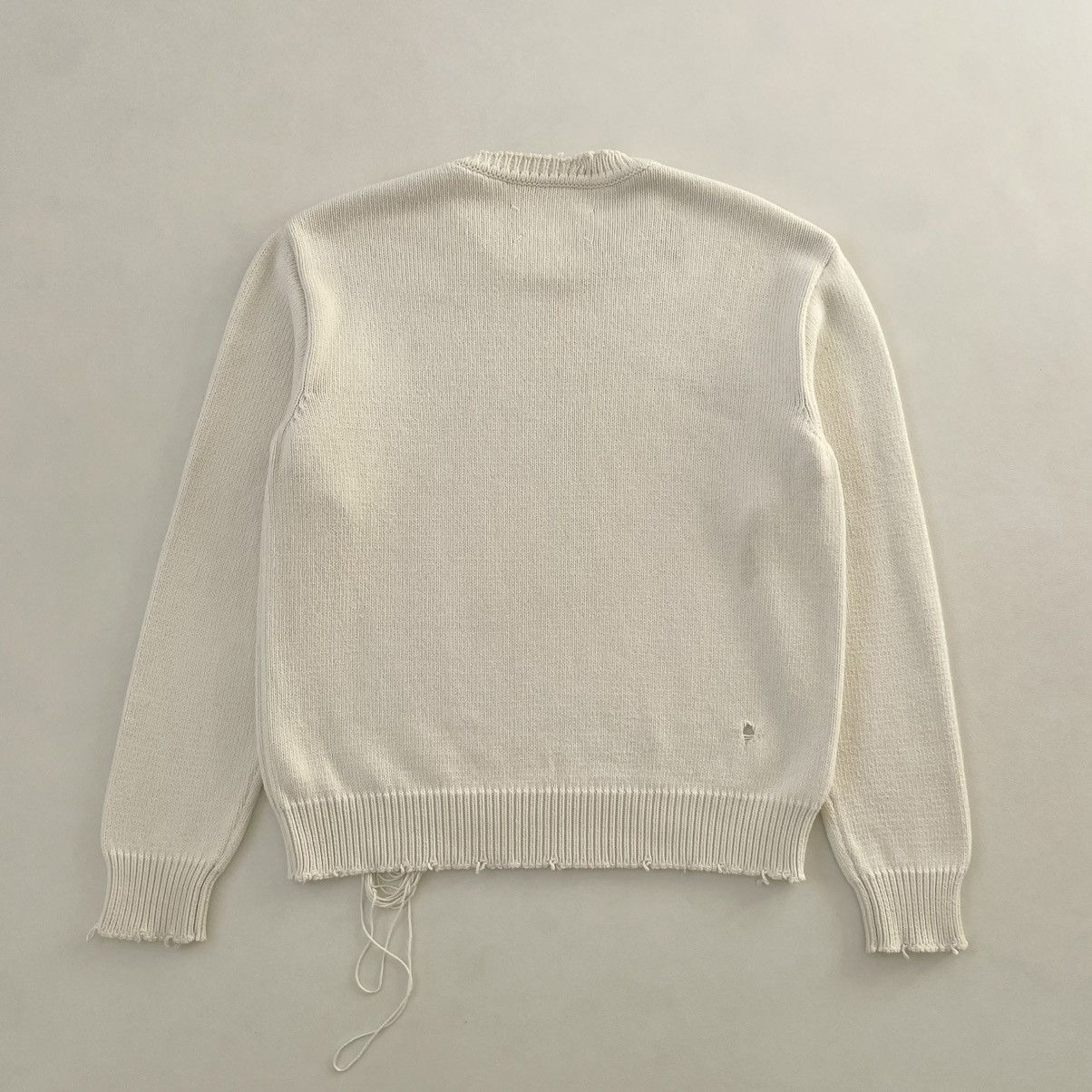 Maison Margiela S/S 19 Cream Destroyed Cotton Sweater Size US M / EU 48-50 / 2 - 13 Thumbnail