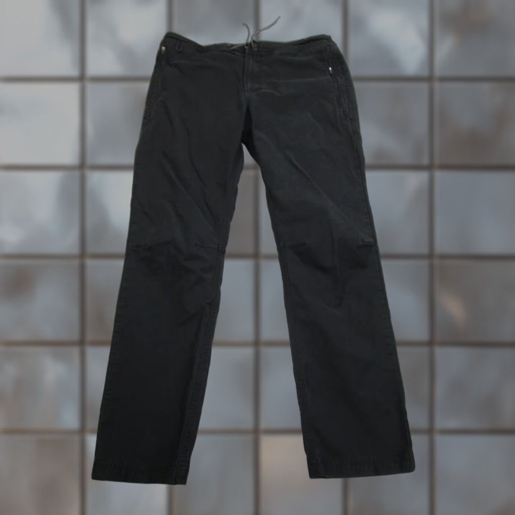 Roark Pants Mens XL 34 Black Drawstring Zip Pockets Chino Straight 30 In Inseam