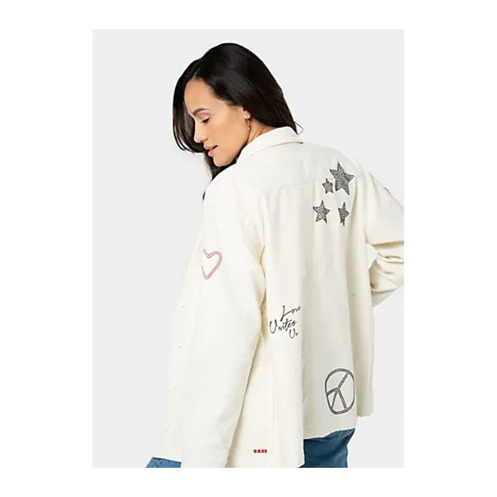 Museum of Peace & Quiet Peace Love World Love Unites Us Cotton Jacket M A661835 Size M / US 6-8 / IT 42-44 - 2 Thumbnail