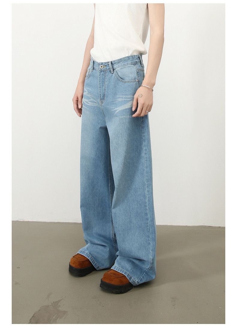 Japanese Brand × Jean Men's blue loose straight washed whisker jeans Size US 32 / EU 48 - 2 Thumbnail