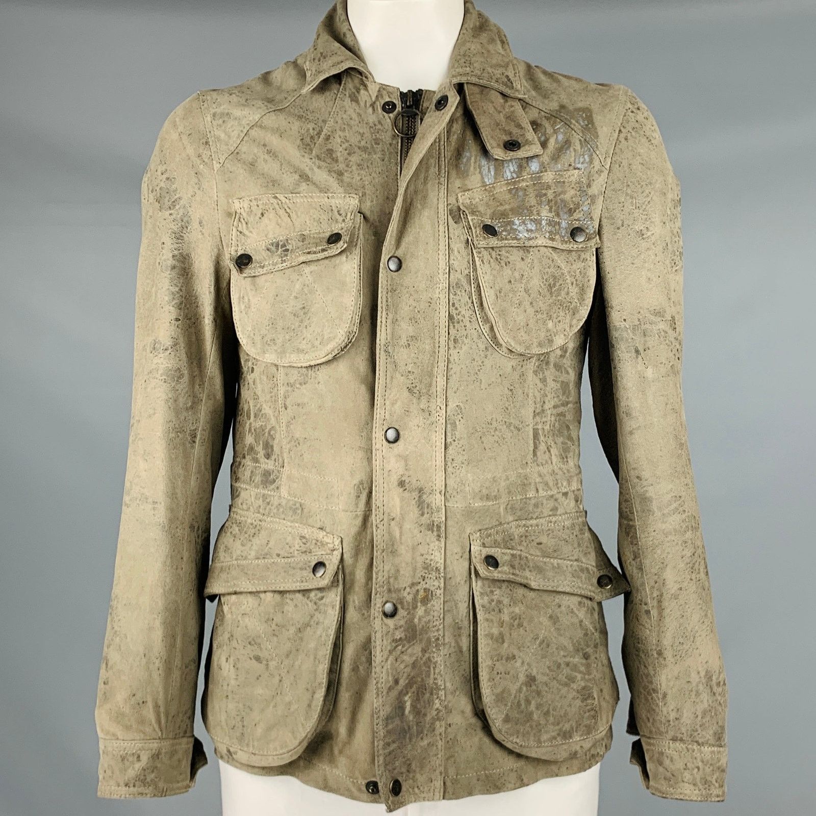 Allsaints ALLSAINTS Size L Grey Suede Zip Snaps Jacket Size US L / EU 52-54 / 3 - 1 Thumbnail