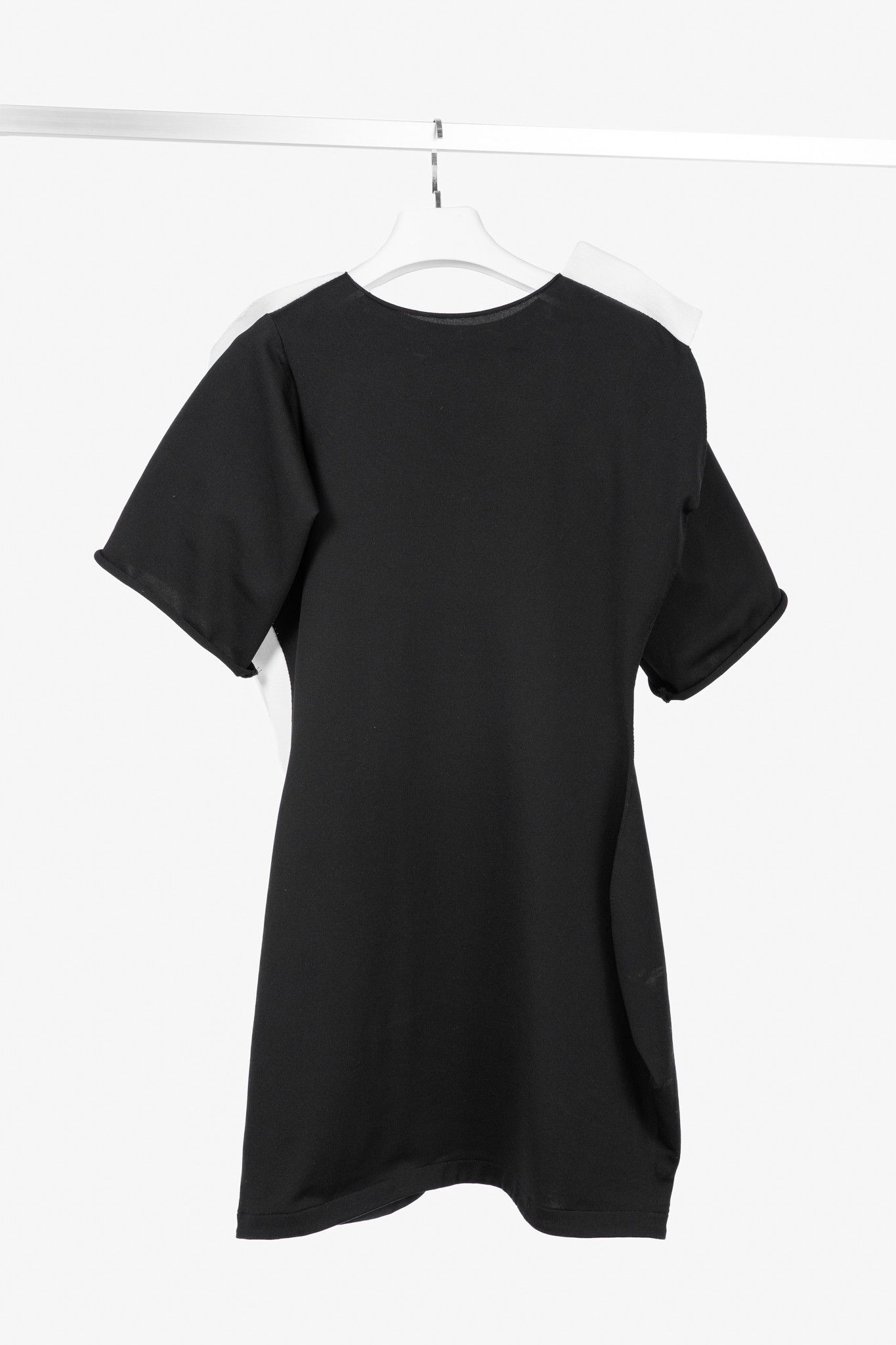 Issey Miyake Issey Miyake Black Knit White-Trim Curved Mini Dress Size XL / US 12-14 / IT 48-50 - 2 Thumbnail