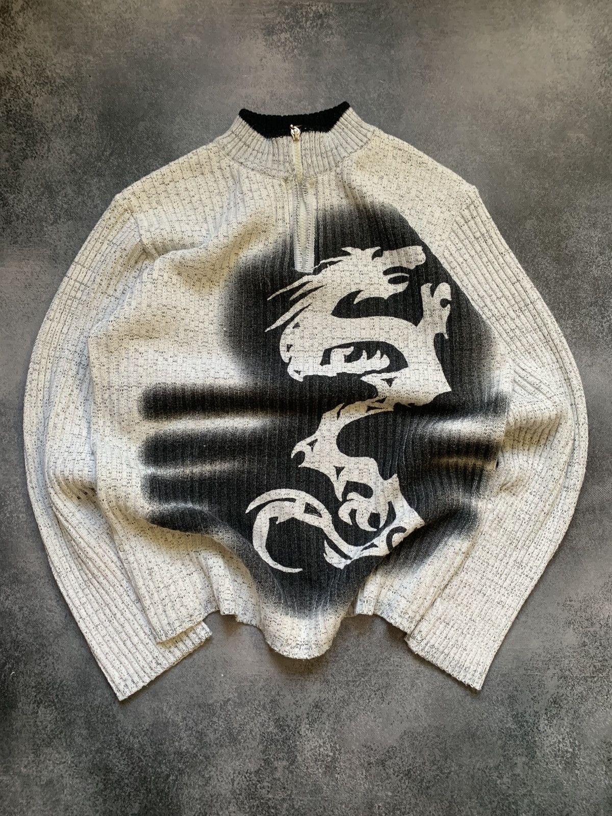 Japanese Brand × Vintage Vintage 90s Japanese Dragon Abstract Sweater Streetwear Y2K Size US L / EU 52-54 / 3 - 1 Thumbnail