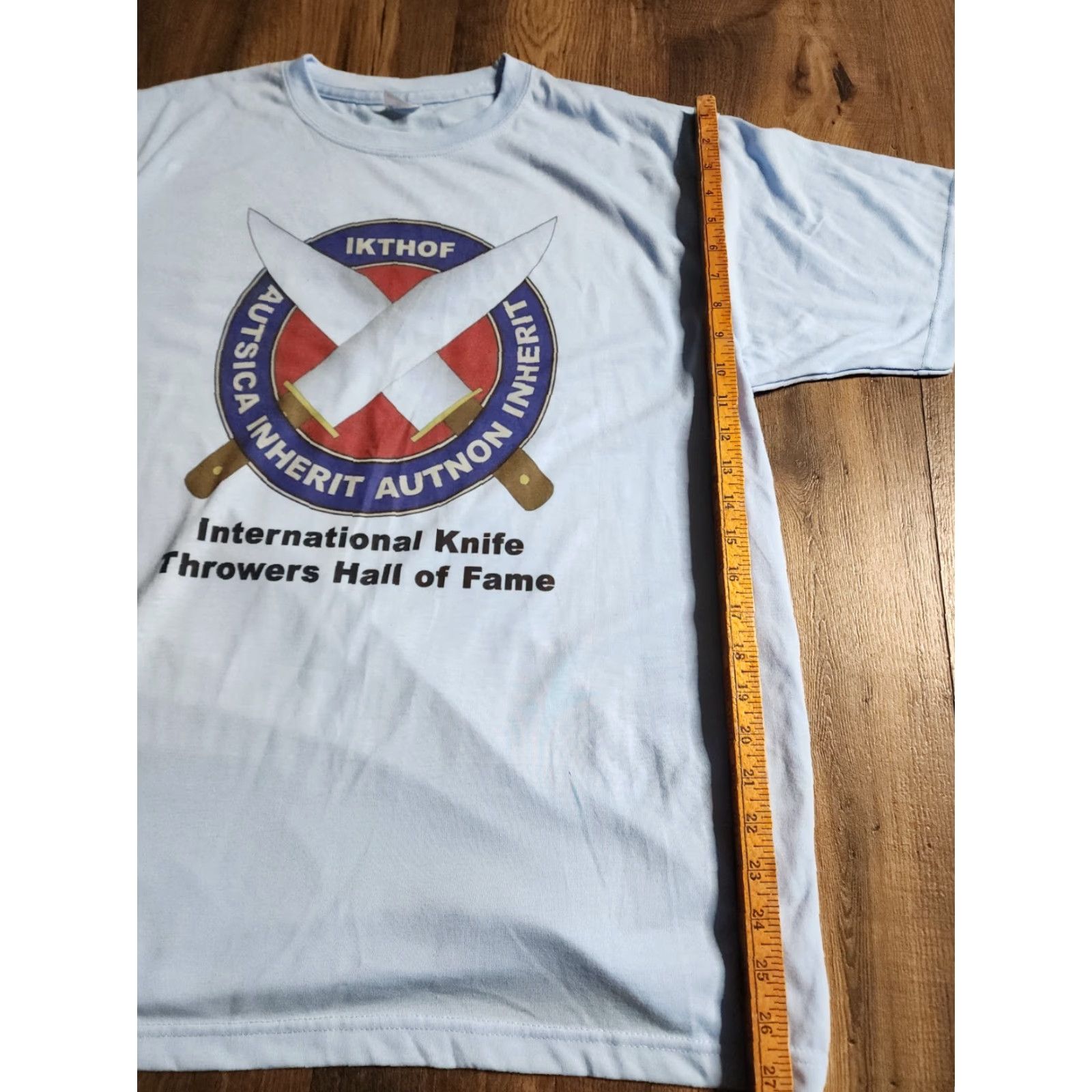 Doublet Vapor Mens XL International Knife Throwers Hall Of Fame T Shirt Double Sided Blue Crew Neck Long Sleeve Polyester Blend Regular Mens XL T-Shirt Size US XL / EU 56 / 4 - 4 Thumbnail