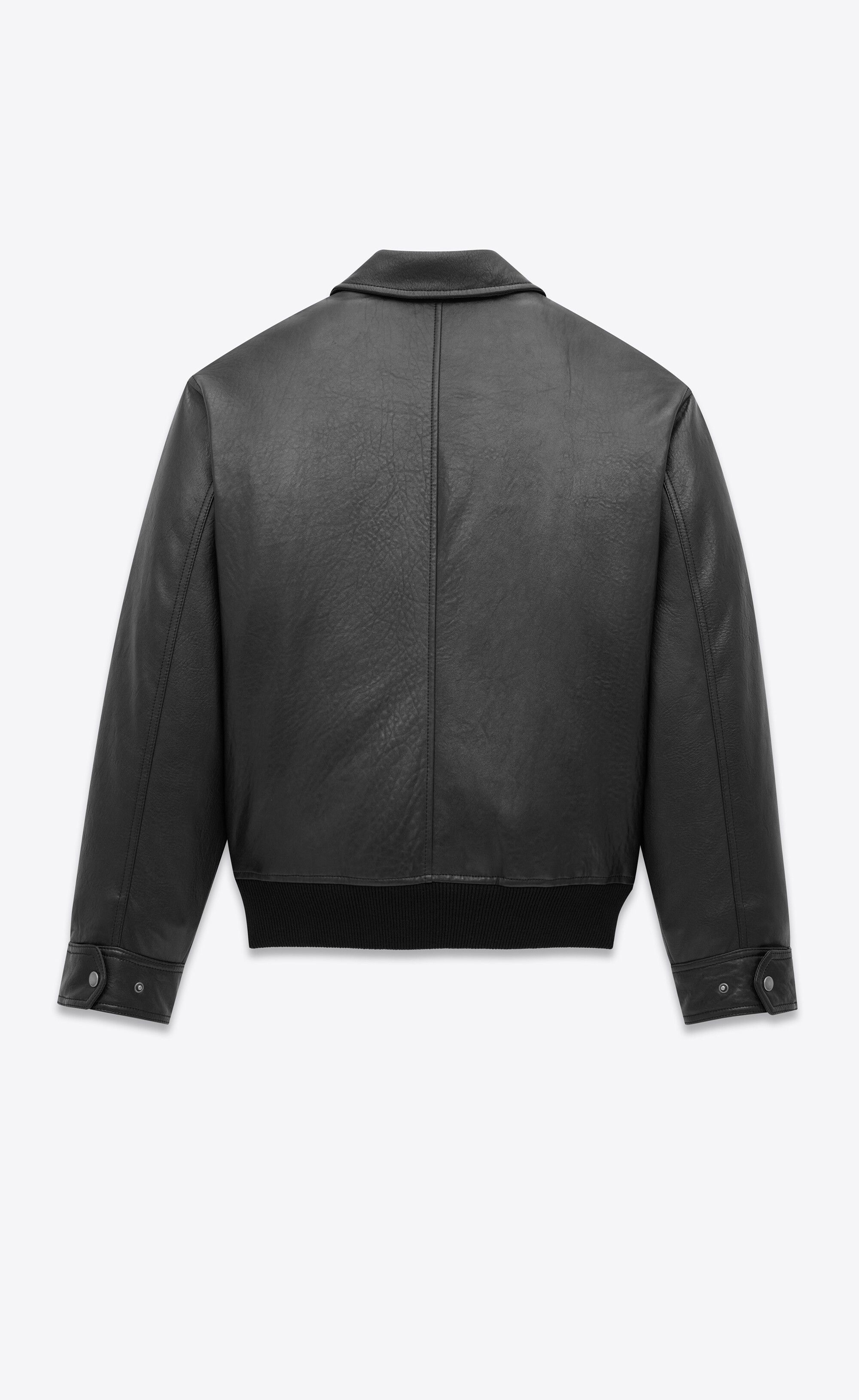 Saint Laurent Paris oc11z1225 798521 Bomber Jacket in Grained Lambskin in Black Size US L / EU 52-54 / 3 - 2 Thumbnail