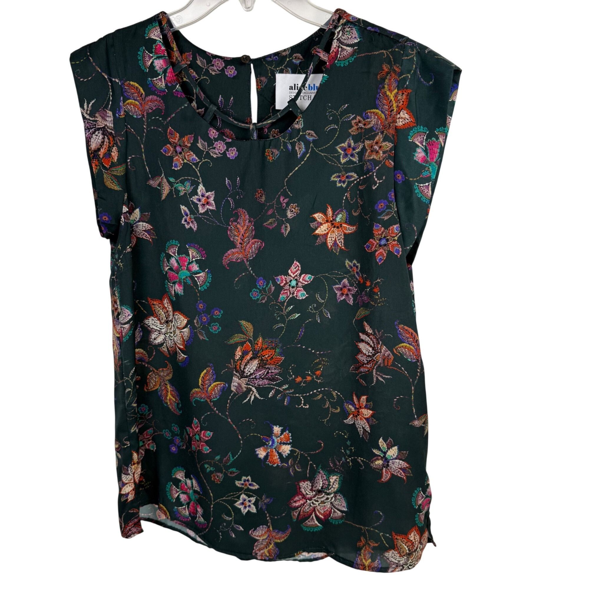Other Alice Blue Stitch Fix Green Floral Sleeveless Top Keyhole Ba Size M / US 6-8 / IT 42-44 - 1 Thumbnail