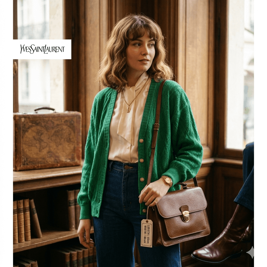 Yves Saint Laurent Vintage Yves Saint Laurent YSL Openwork Knit Green Sweater Size L / US 10 / IT 46 - 1 Thumbnail