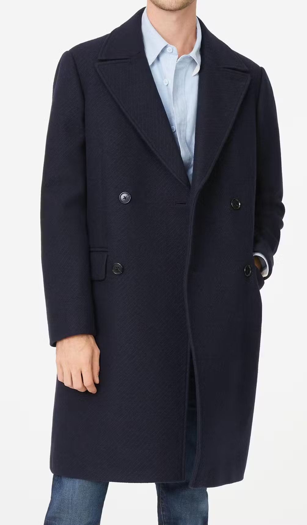 image of Club Monaco Double Breasted Topcoat in Navy, Men's (Size XS)