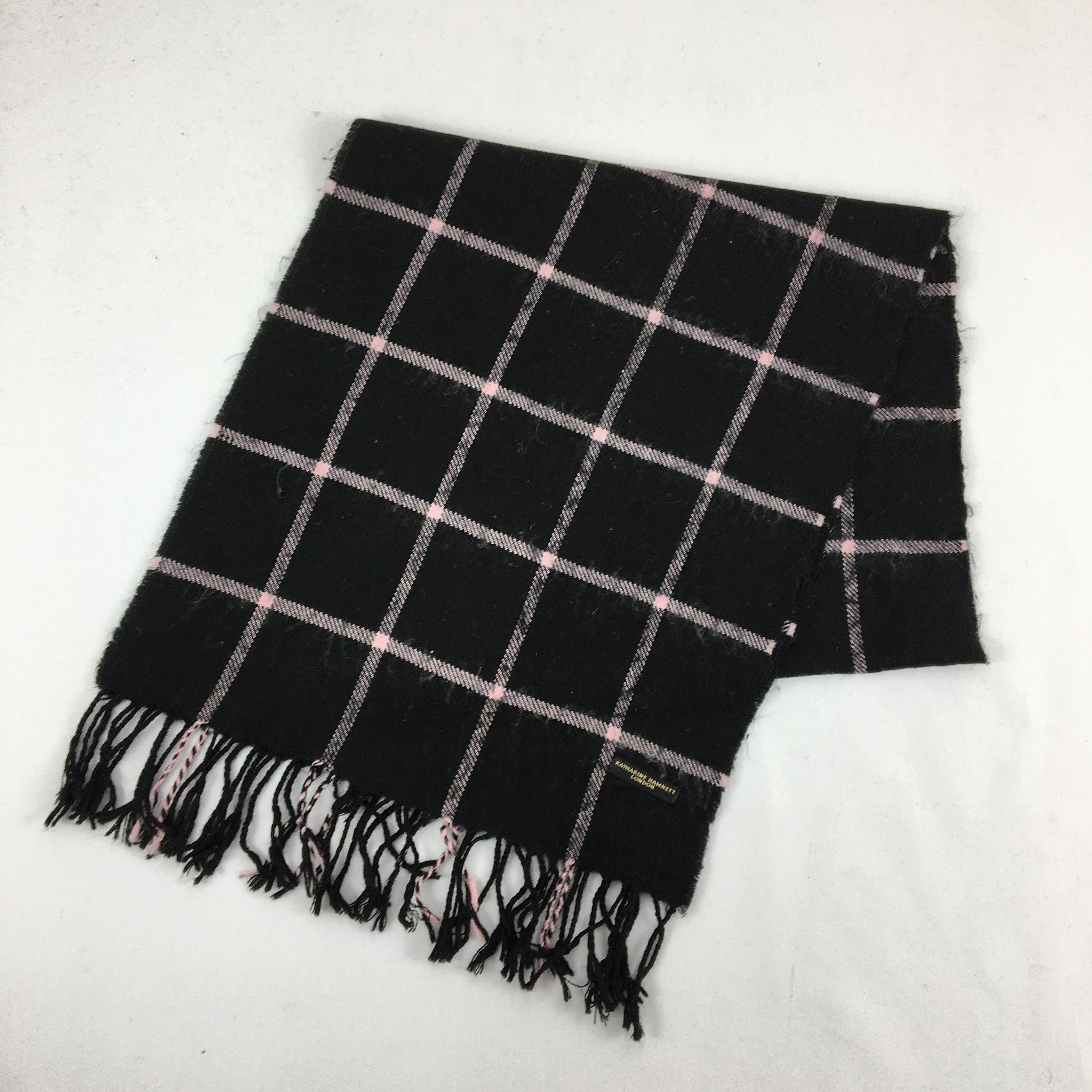 Katharine Hamnett London Vintage Katharine Hamnett Scarf Muffler Wool Check Scarves Size ONE SIZE - 3 Thumbnail