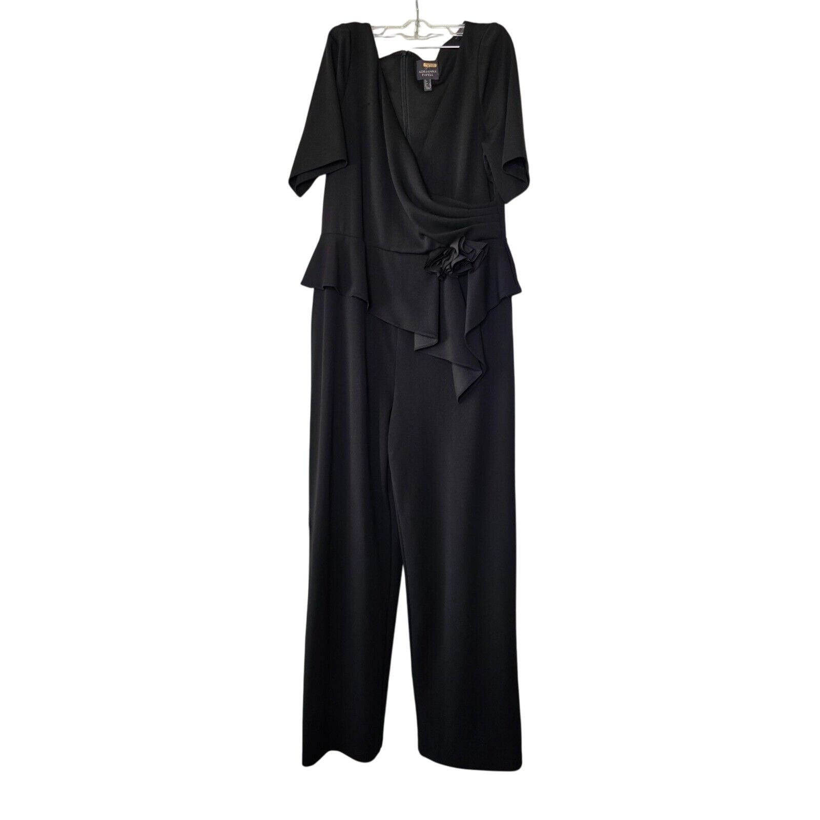 Adrianna Papell ADRIANNA PAPELL Womens Black Gathered Jumpsuit Size 42" / US 20 - 5 Thumbnail