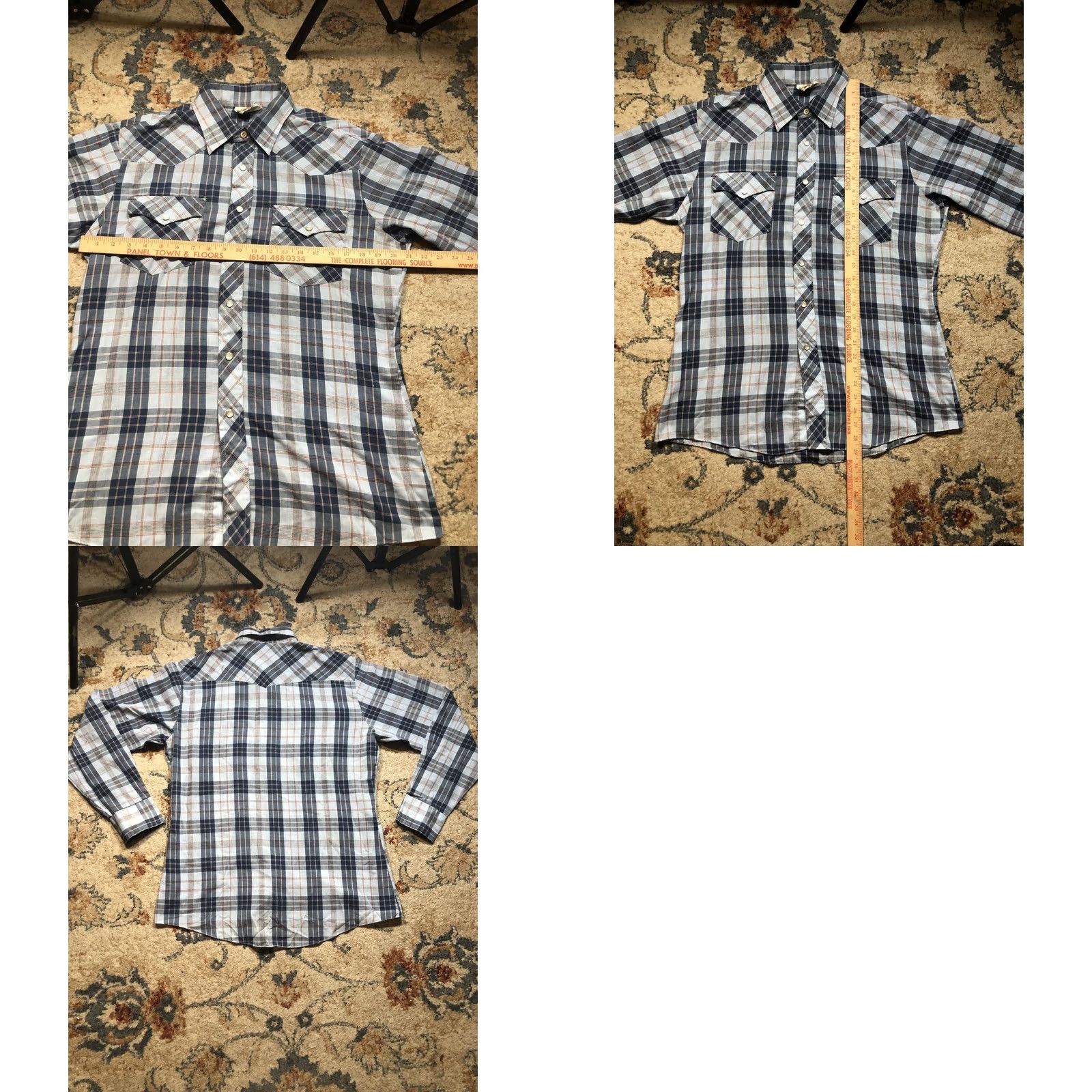 Saturdays NYC VINTAGE Saturdays Western Shirt Mens Large Blue Plaid Pearl Snap Long Sleeve 70s Size US L / EU 52-54 / 3 - 8 Thumbnail
