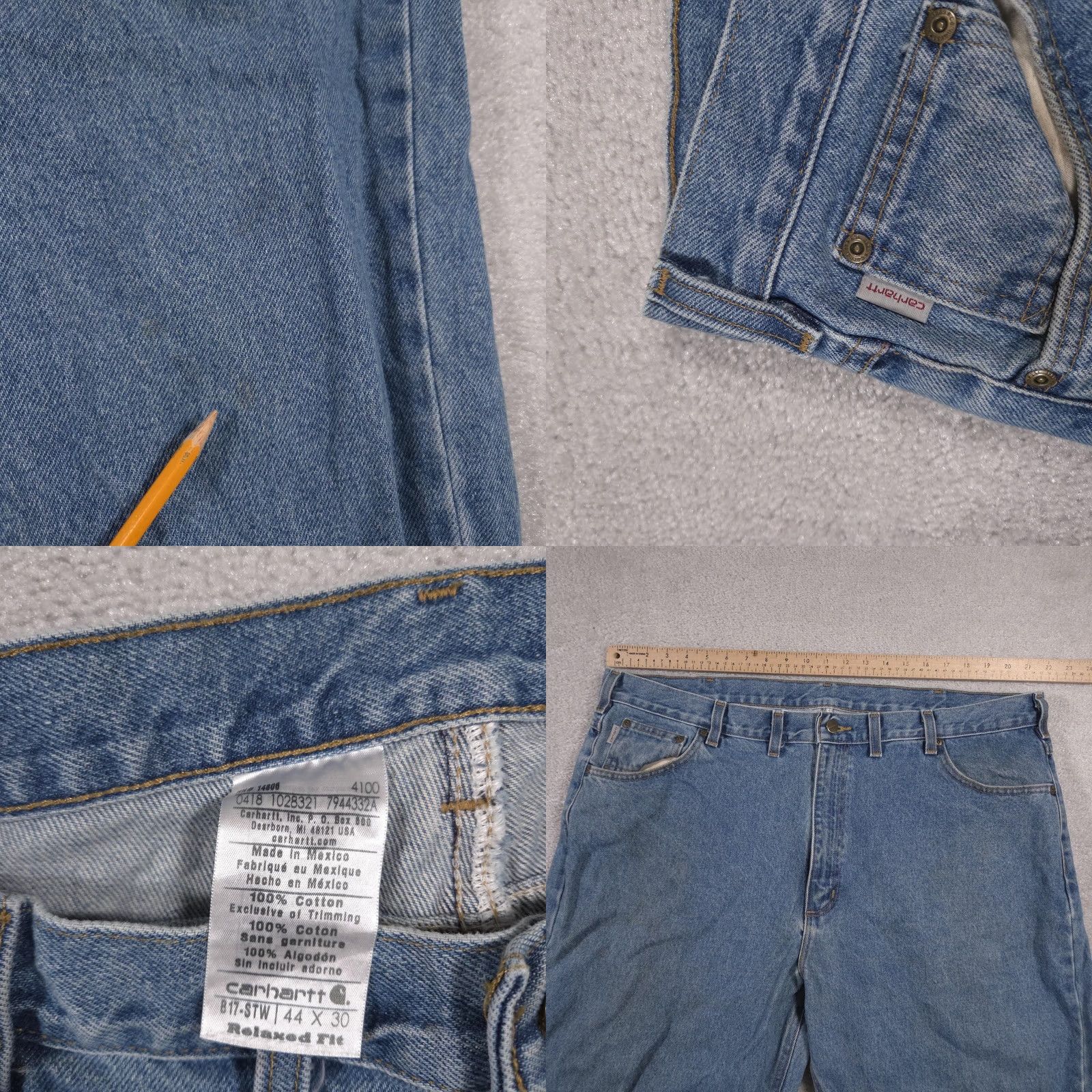 Carhartt Carhartt Jeans Mens 44x30 Blue Relaxed Fit Denim Straight Leg 100% Cotton Pants Size US 44 / EU 60 - 8 Thumbnail