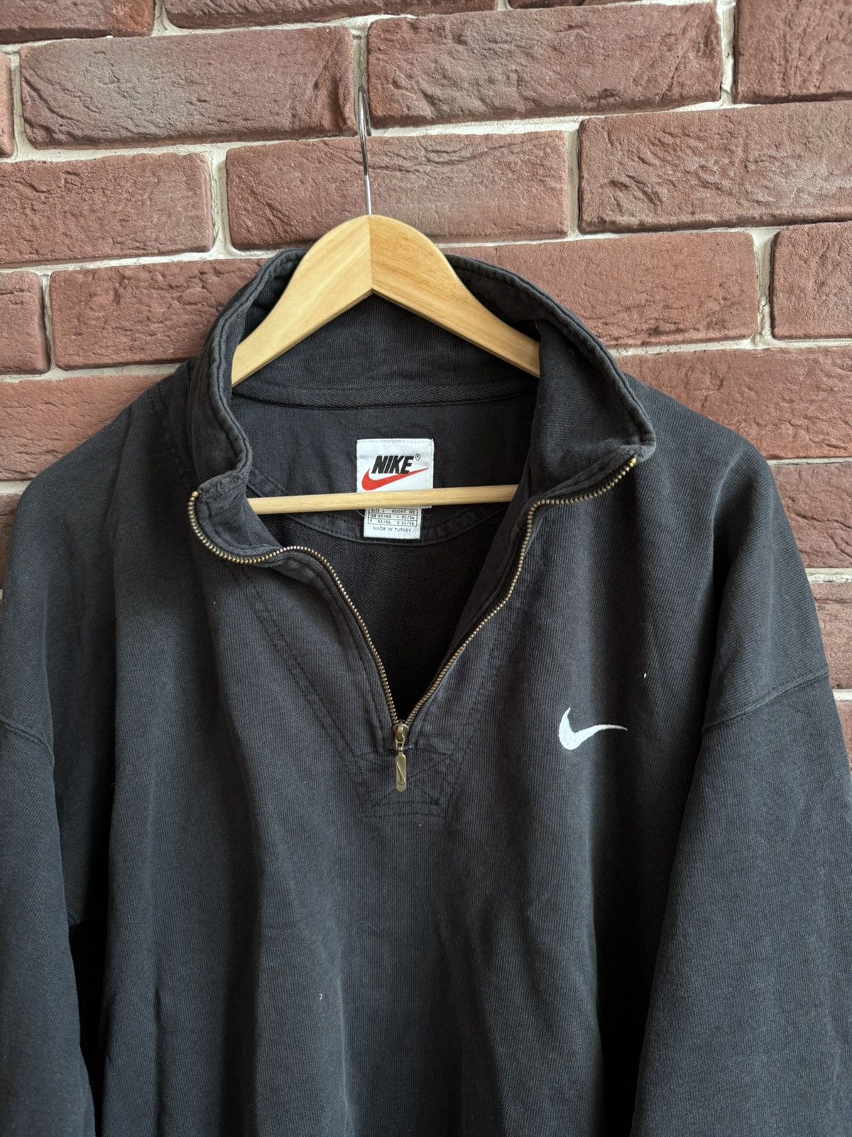 Nike Vintage 90s Nike Small Swoosh Logo 1/4 Zip Sweatshirt L Blac Size US L / EU 52-54 / 3 - 4 Thumbnail