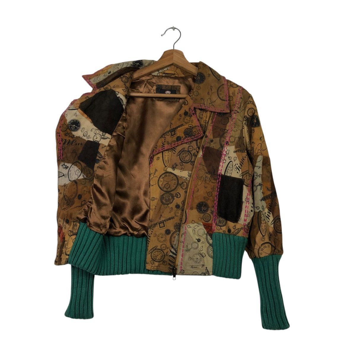 Japanese Brand 🔥VINTAGE LEATHER JACKET DOUBLE COLLAR FULL PRINT FLOWER Size S / US 4 / IT 40 - 11 Thumbnail