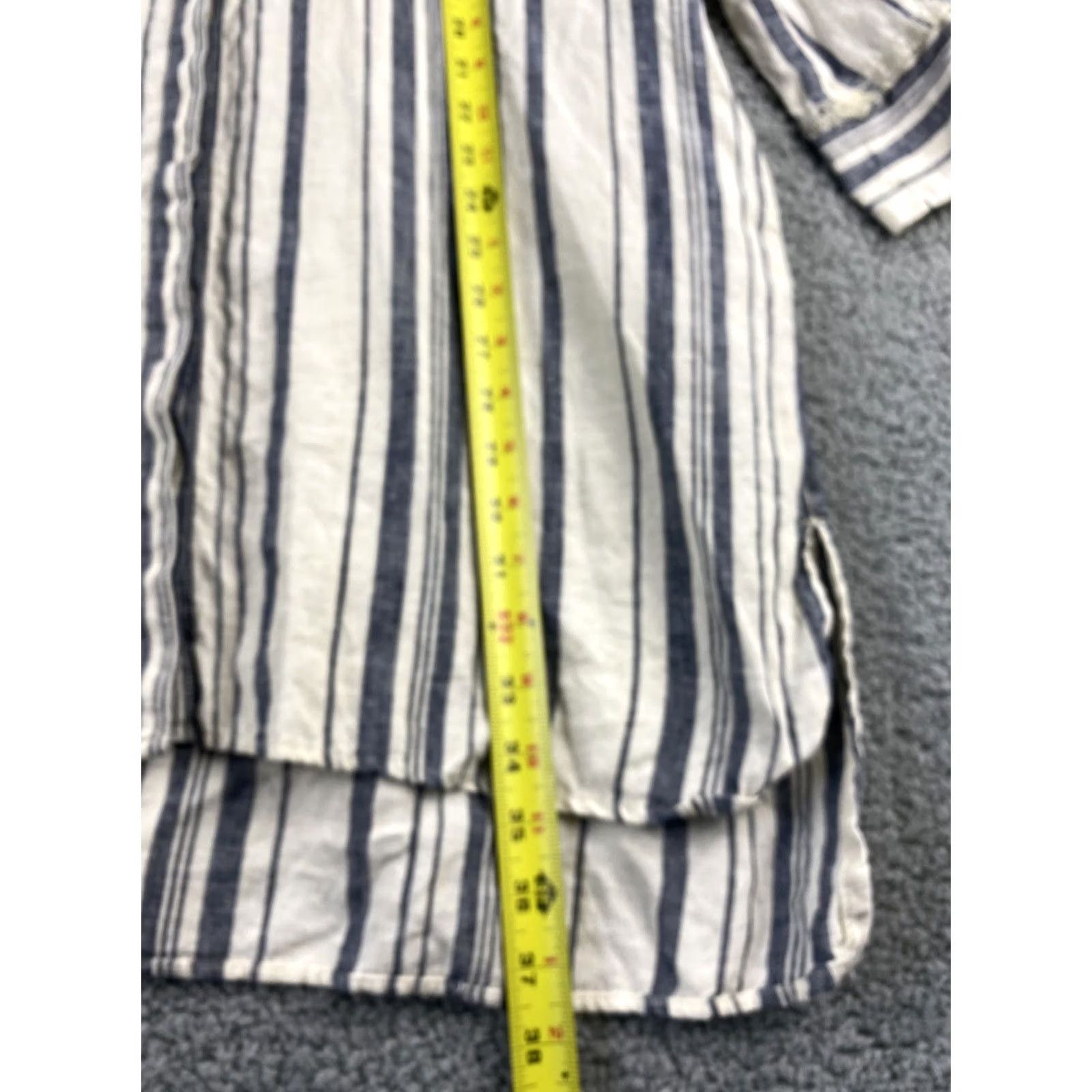 Zara Zara Shirt Dress Women’s L Gray Ivory Striped Long Sleeve Collared Button Hi-Low Hem Pockets Knit Dress Size L / US 10 / IT 46 - 5 Thumbnail
