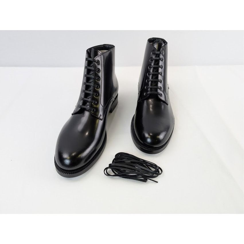 Celine o1rshd1 Leather Mid Top Shiny Classic Army Boots in Black Size US 7 / EU 40 - 8 Thumbnail