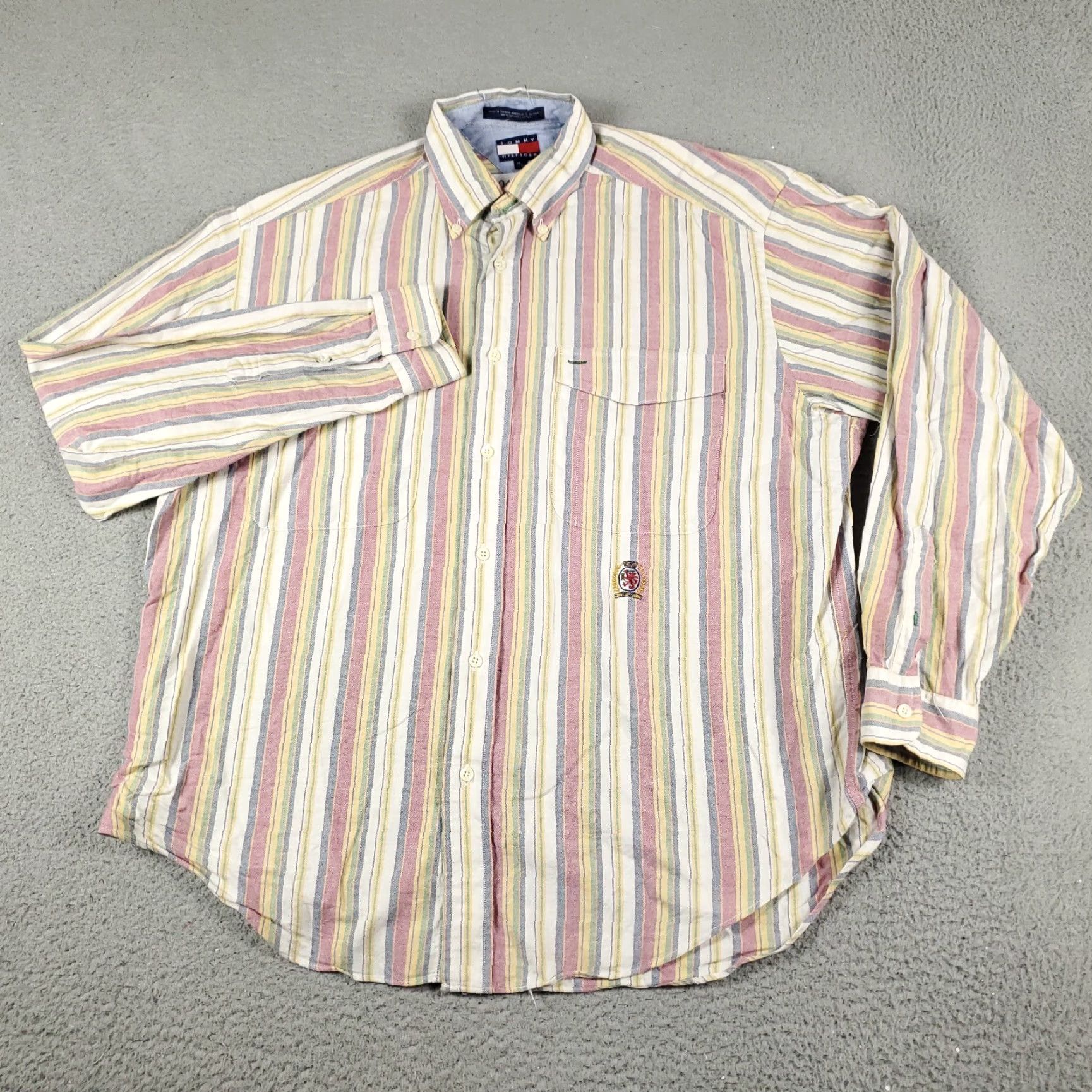 Tommy Hilfiger Tommy Hilfiger Shirt Mens Medium Red Yellow Striped Button-Up Long Sleeve Classic Preppy Size US M / EU 48-50 / 2 - 2 Thumbnail