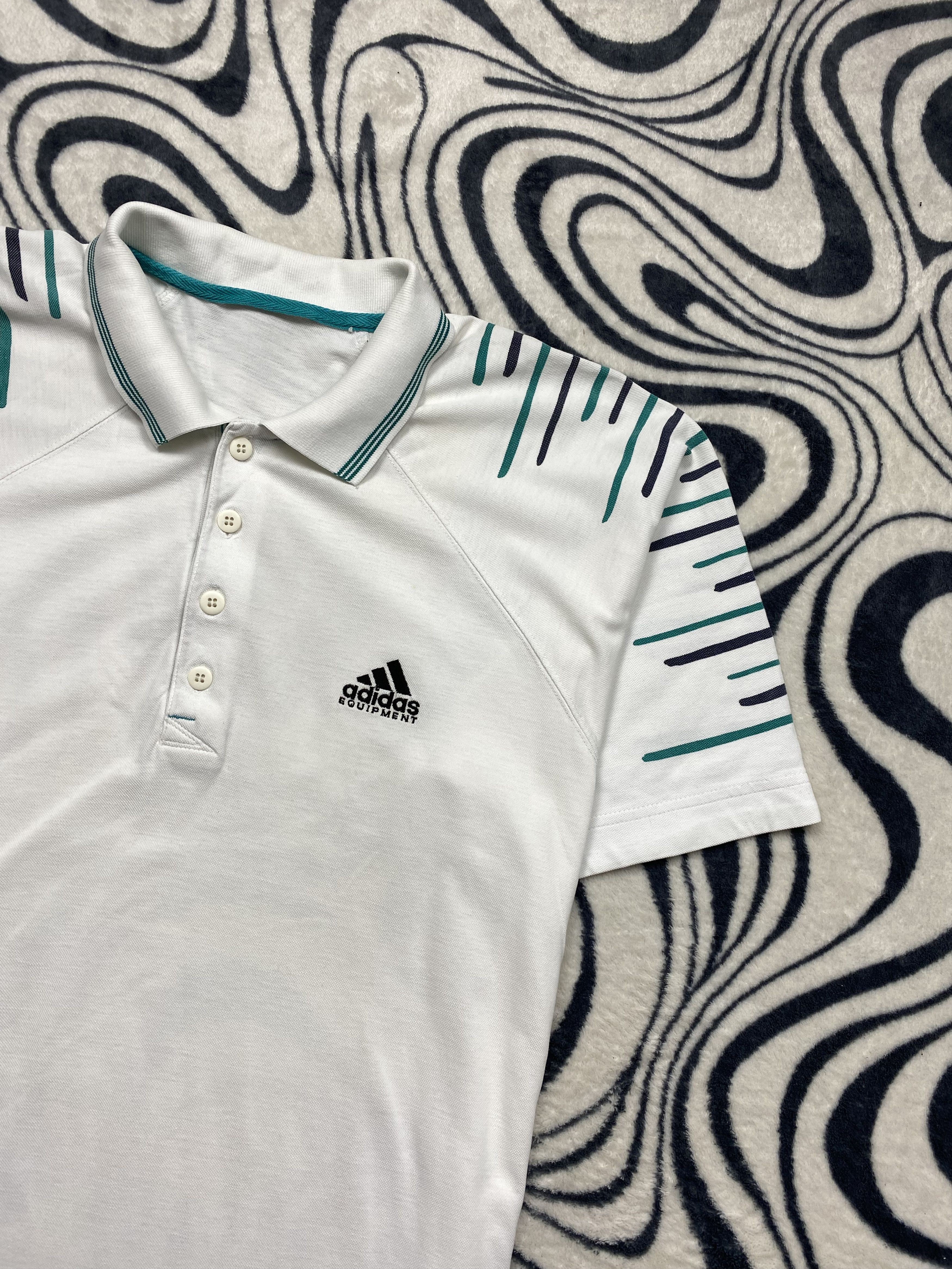 Adidas × Vintage Adidas Equipment 90s Vintage Mens Polo Shirt Tee Size US M / EU 48-50 / 2 - 2 Thumbnail