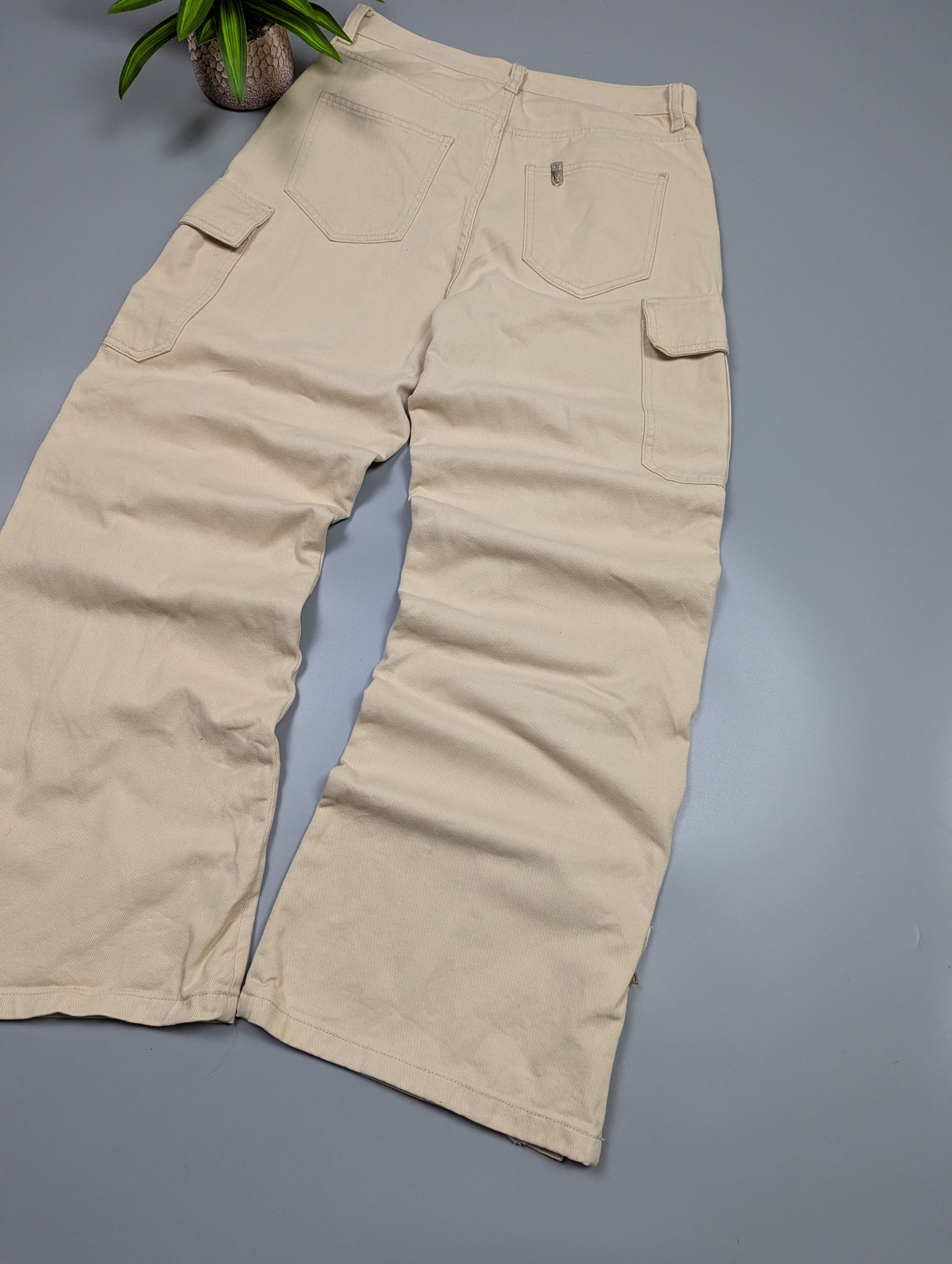 Liu Jo Liu Jo Y2K Beige Wide Leg Cargo Pants Multi Pocket Baggy Size 31" - 18 Thumbnail