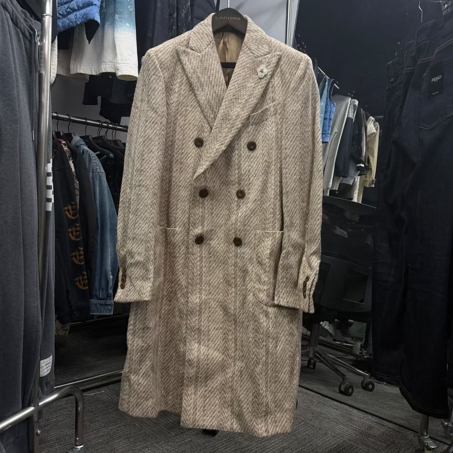 Lardini Lardini Double-Breasted Wool Coat Size US M / EU 48-50 / 2 - 1 Thumbnail