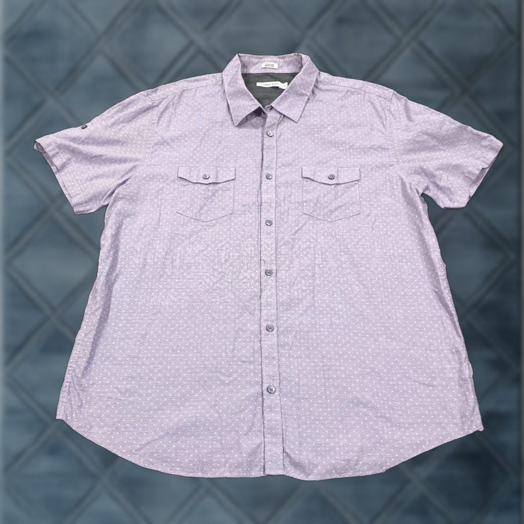 Calvin Klein Calvin Klein Shirt Mens XL Purple Polka Dot Short Sleeve Button Up Casual Size US XL / EU 56 / 4 - 1 Thumbnail