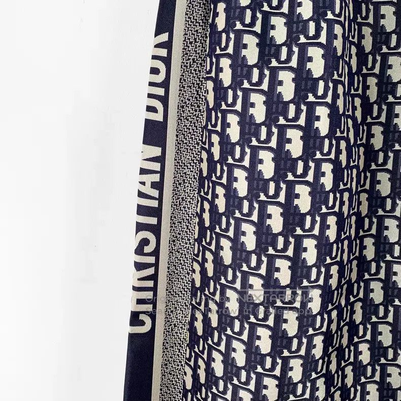 Dior Dior Dark blue logo jacquad full print mulberry silk casua Size 42" / US 20 - 4 Thumbnail