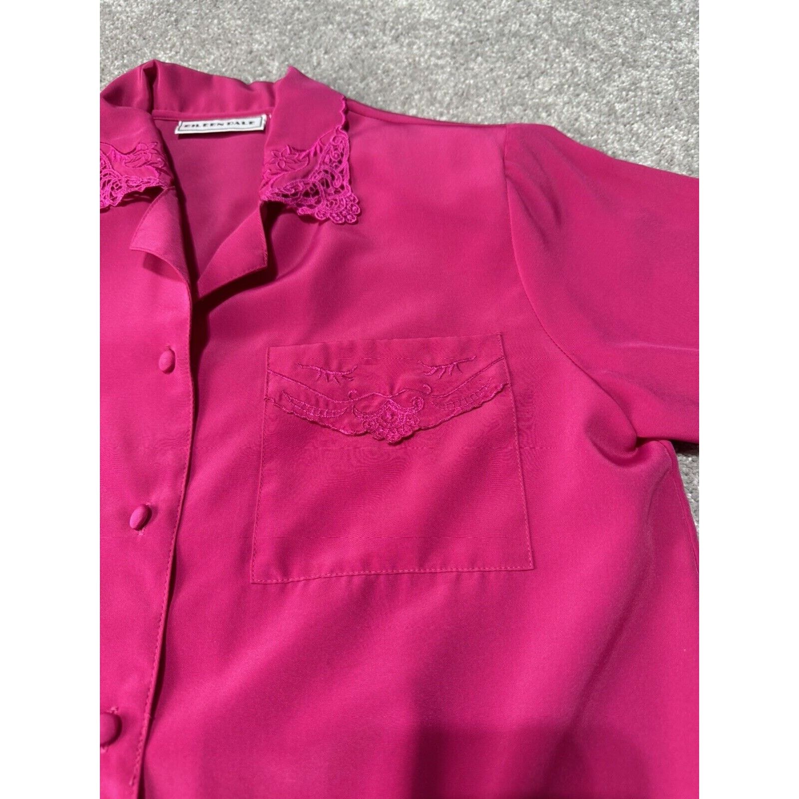 Other Vintage 80s Hot Pink Top Womens 8 Shoulder Pads Korea Dainty Size M / US 6-8 / IT 42-44 - 3 Thumbnail