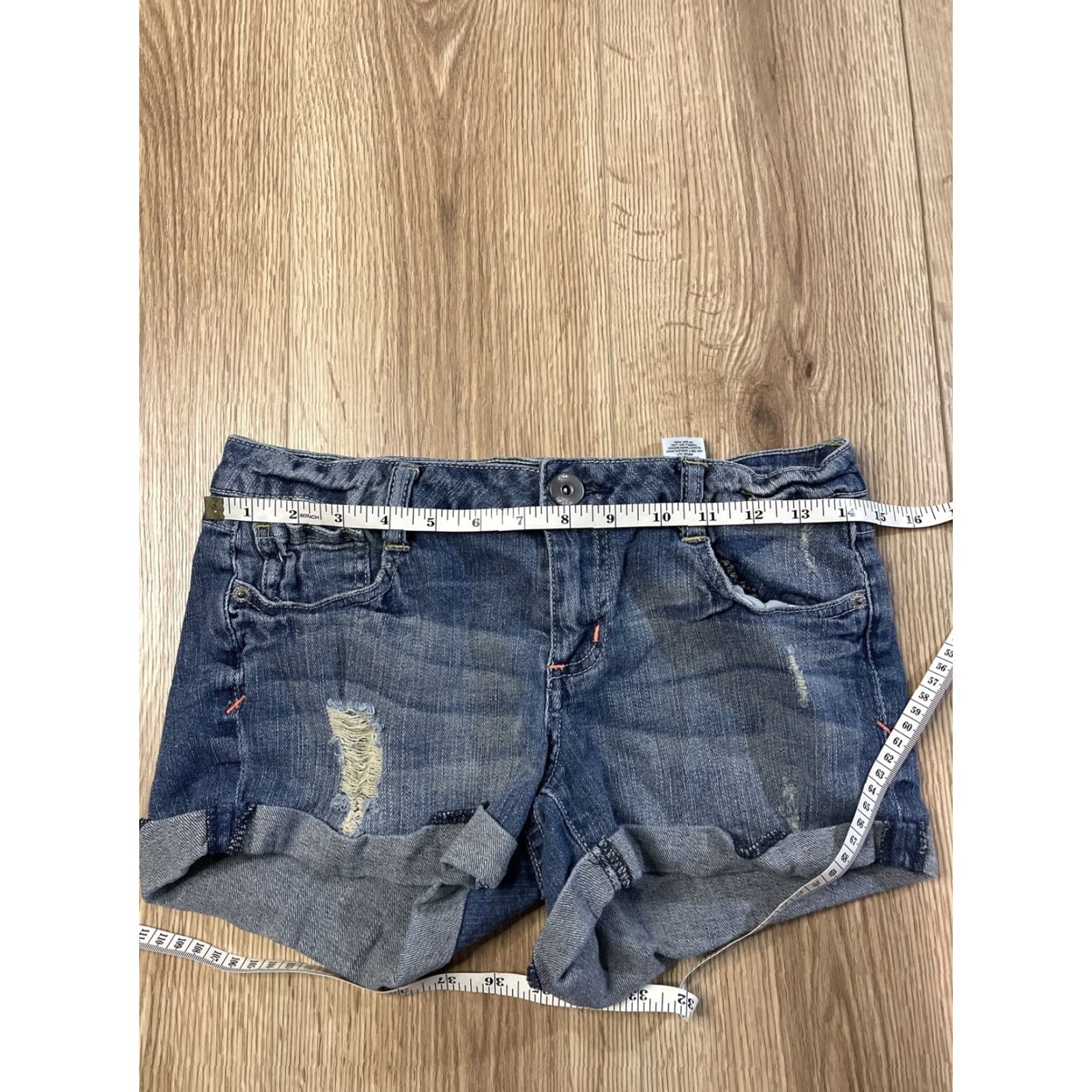Vintage AriZona Denim Shorts Cuffed Hem 5-Pocket Boyfriend Juniors Size 5 Blue Summer Womens Size 27" / US 4 / IT 40 - 4 Thumbnail