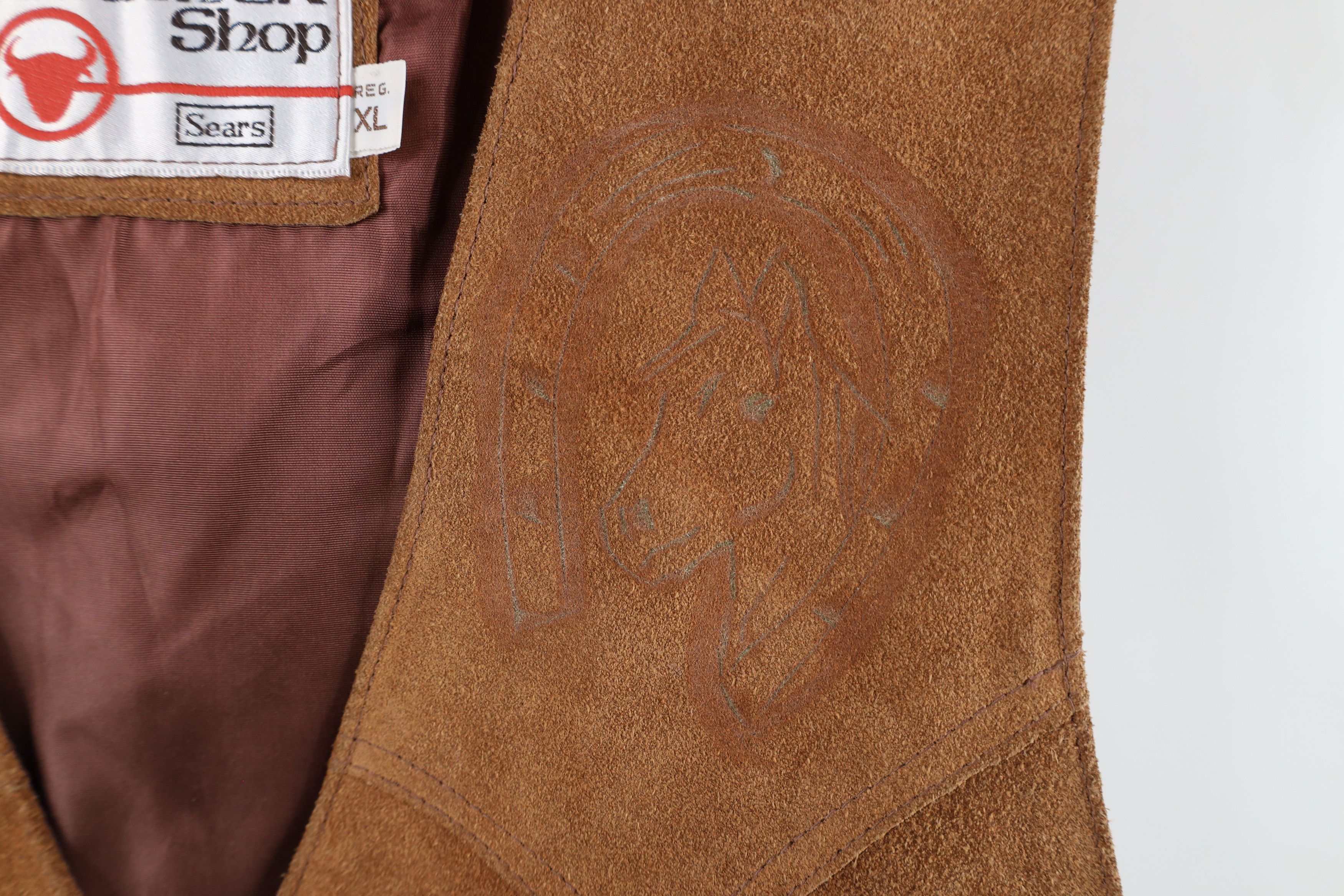 Vintage Vintage 70s Streetwear Horse Suede Leather Vest Jacket USA Size US XL / EU 56 / 4 - 4 Thumbnail