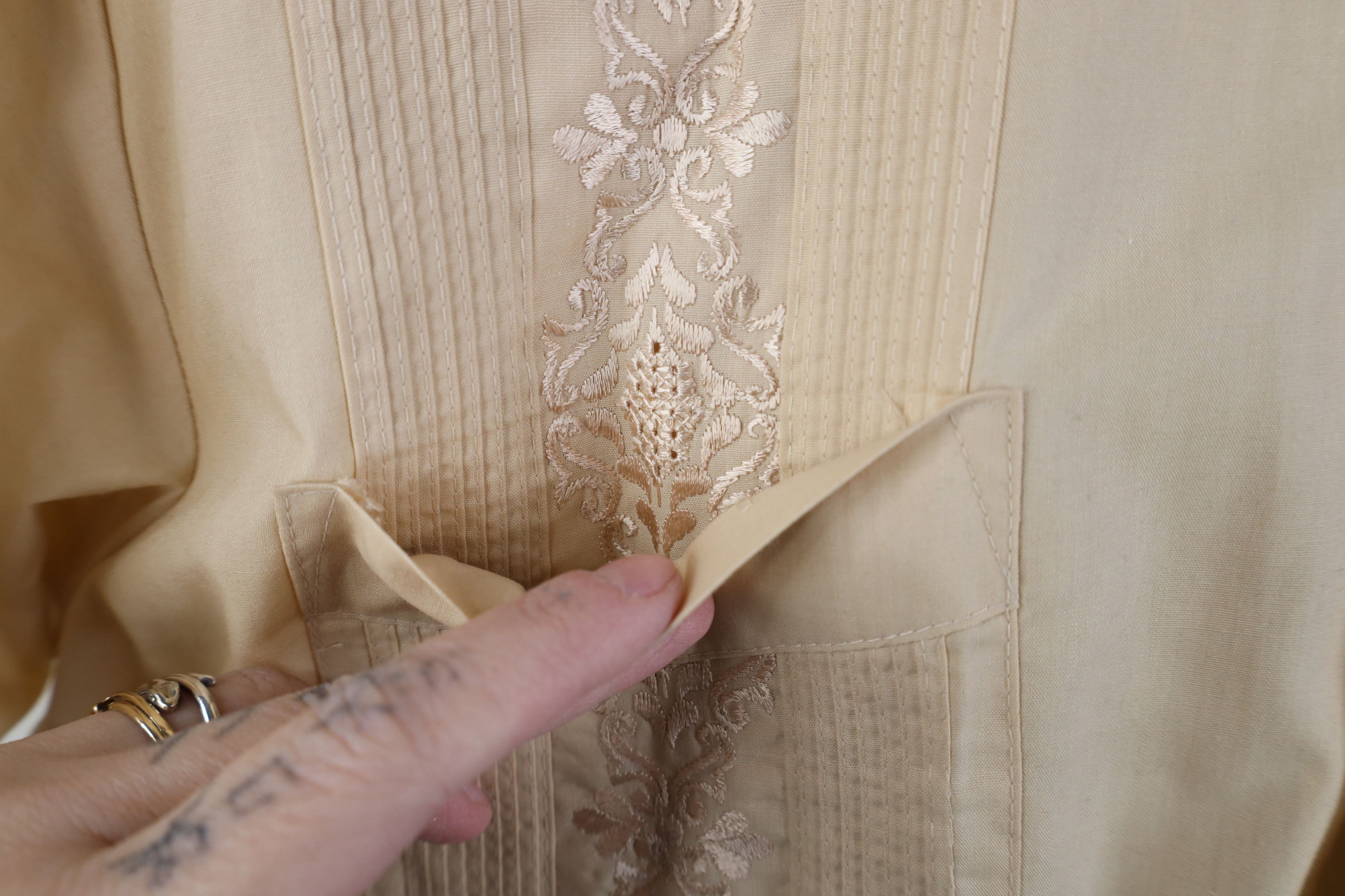 Vintage Vintage 60s 70s Rockabilly Guayabera Wedding Button Shirt Size US L / EU 52-54 / 3 - 6 Thumbnail