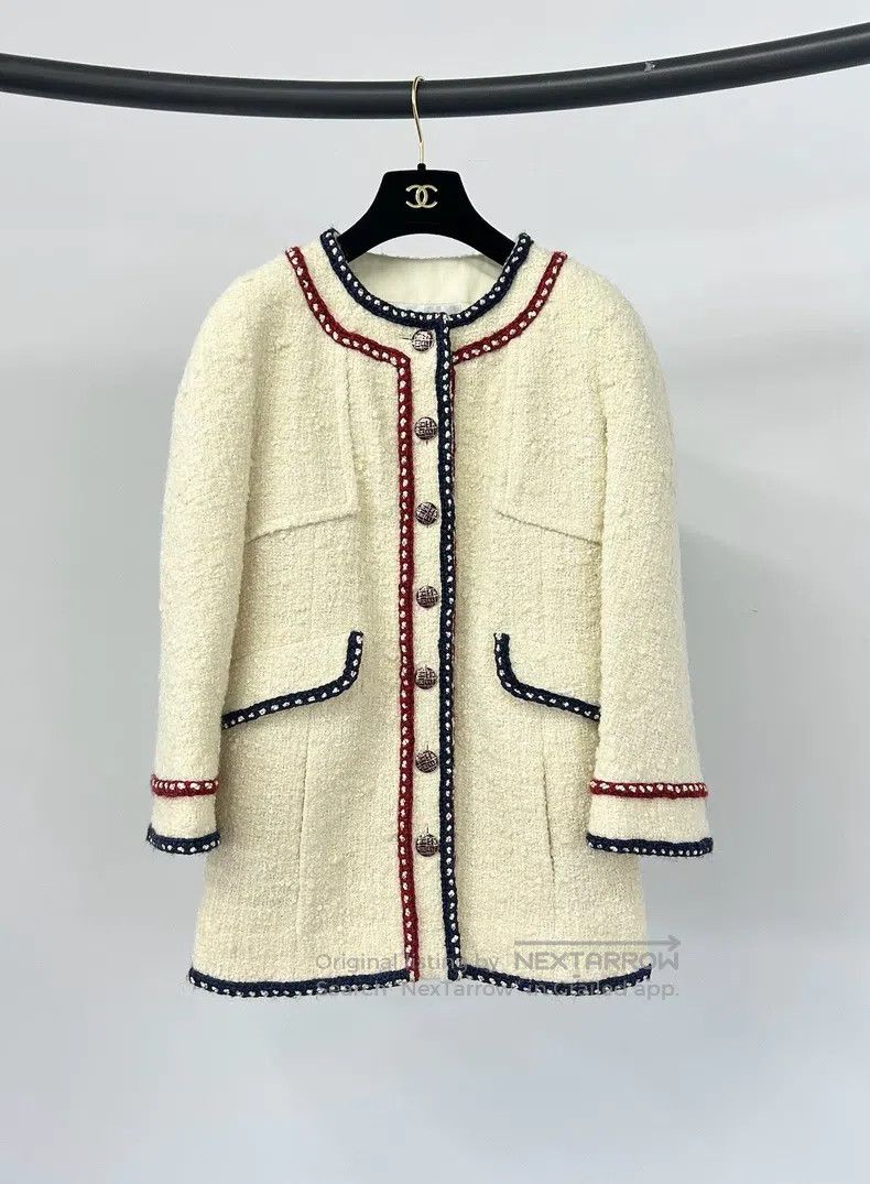 Chanel Preview series red and blue rolled-edge jacket