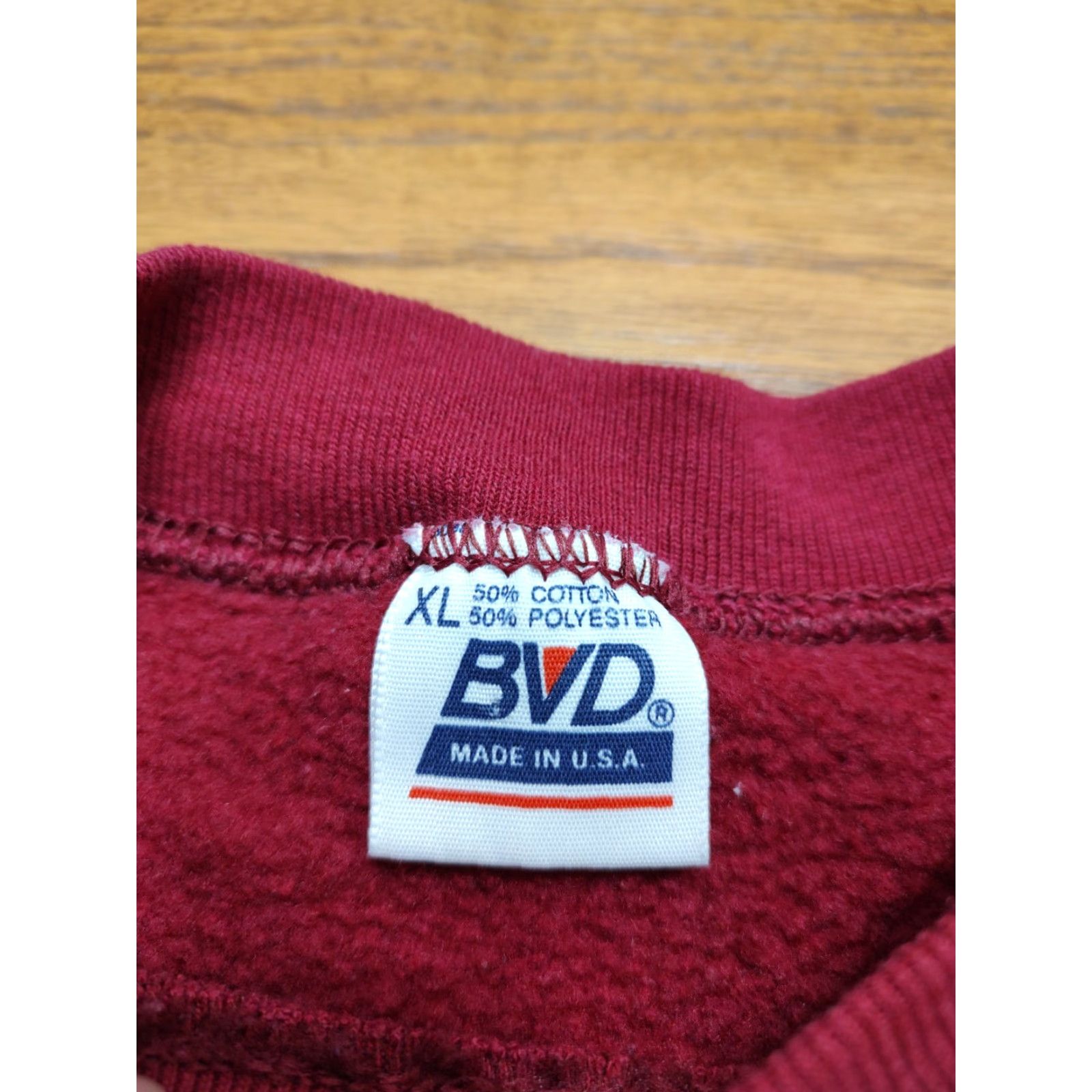 Vintage VINTAGE BVD Sweatshirt Red Heavyweight Crewneck XL Mens Adults Regular 90s USA Classic Pullover Cotton Blend Fleece Blank Crew Neck - Machine Washable Size US XL / EU 56 / 4 - 5 Thumbnail