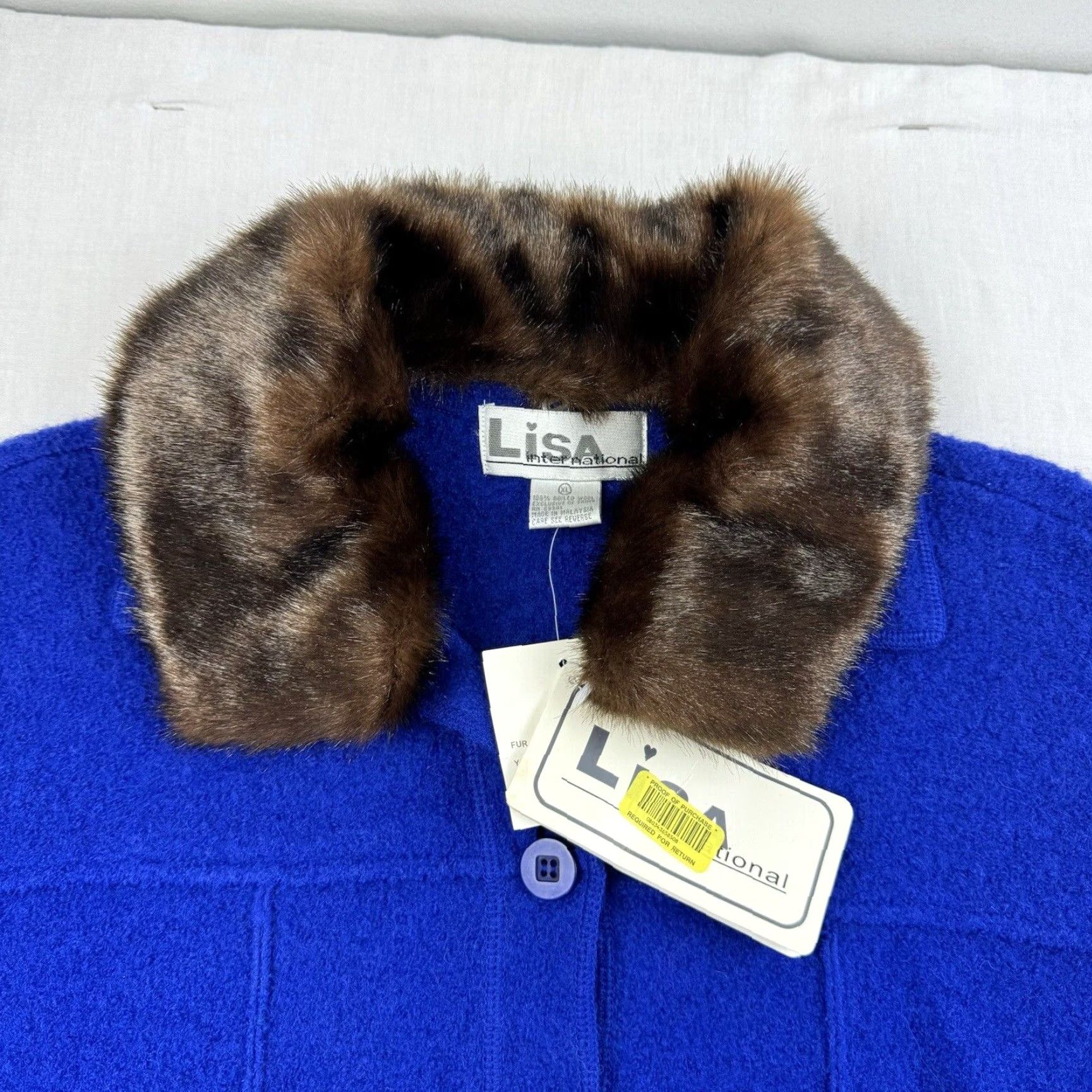 Vintage VINTAGE Lisa International Jacket Women’s XL Blue Cotton Faux Fur Collar Size XL / US 12-14 / IT 48-50 - 2 Thumbnail