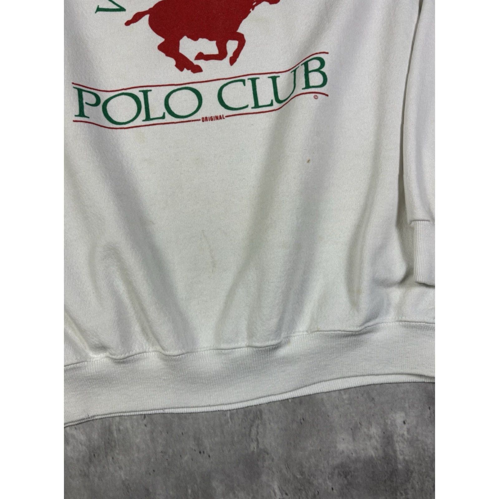 Hanes VINTAGE 80s West Maui Polo Club Raglin Sweatshirt Mens S White Graphic Print Hanes Cotton Fleece Pullover Size M? Size US S / EU 44-46 / 1 - 3 Thumbnail