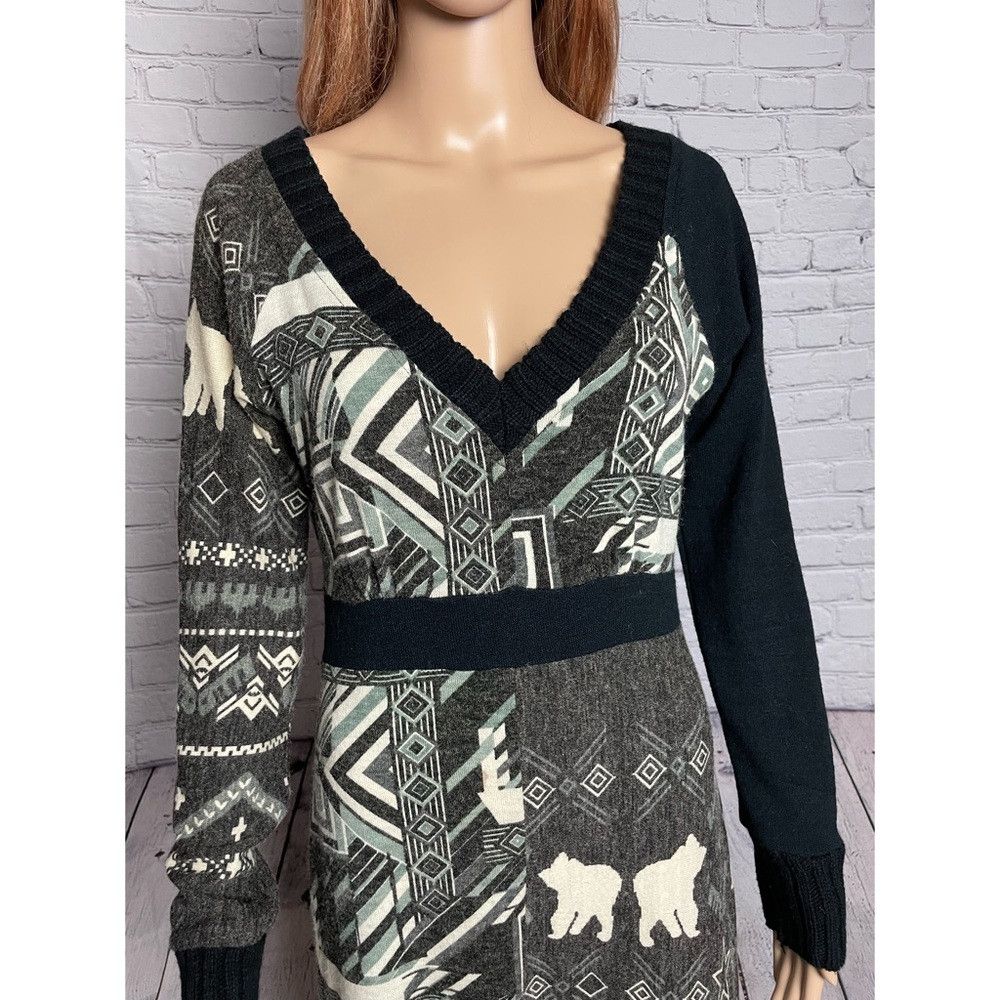 Other Knit Black White and Grey European Long Sleeve Dress Size S Size M / US 6-8 / IT 42-44 - 2 Thumbnail