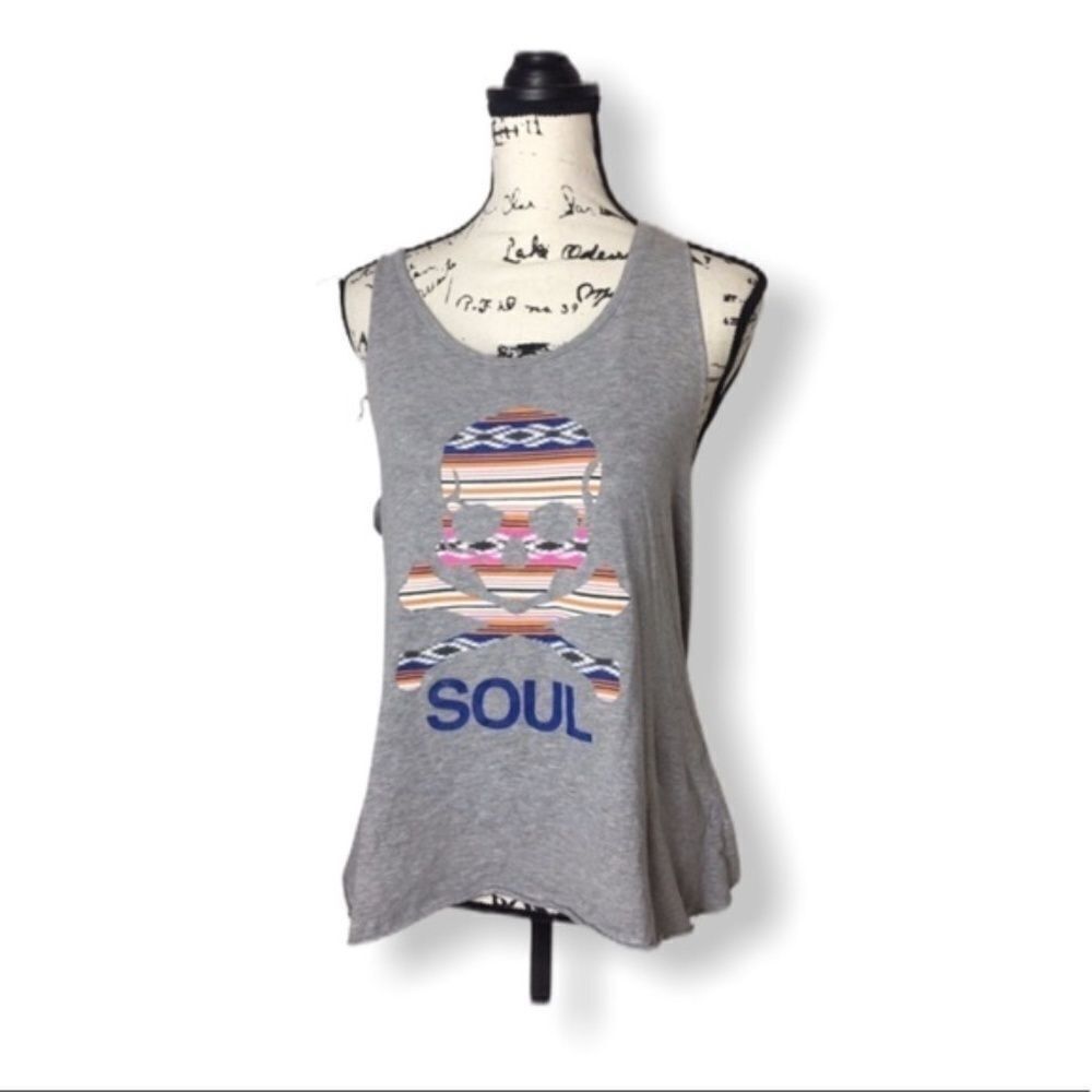 Other SoulCycle Tank Top Sz S Gray Graphic Skull Racerback Workout Size S / US 4 / IT 40 - 1 Thumbnail