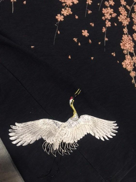Other Embroidered Sakura Japanese Classic Script Longsleeve Size US L / EU 52-54 / 3 - 8 Thumbnail