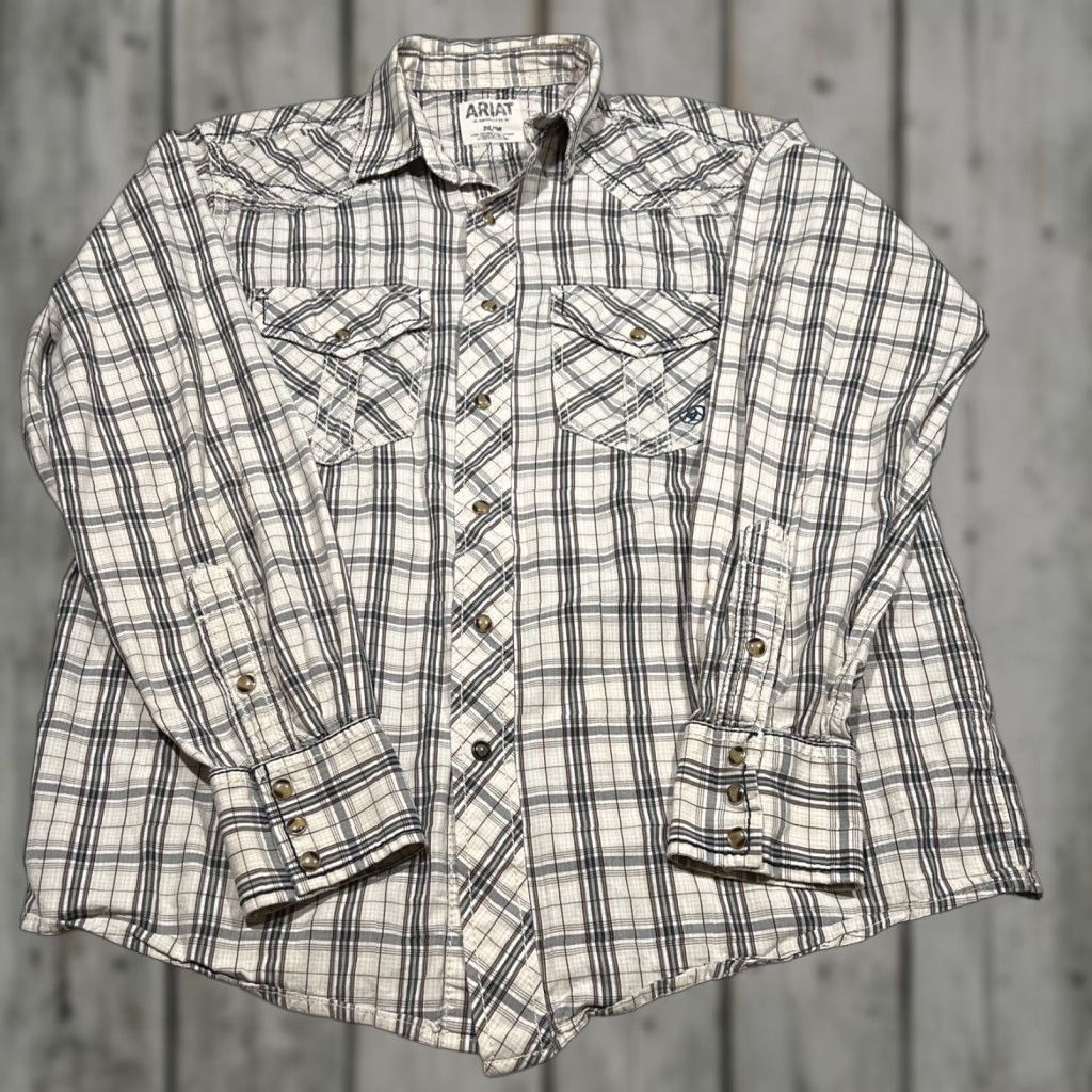 Ariat Ariat Retro Fit Shirt Mens Long Sleeve Pearl Snap Western Cowboy Rancher Plaid Multicolor Cotton Button-Up Yellowstone Regular Fit M Size US M / EU 48-50 / 2 - 1 Thumbnail