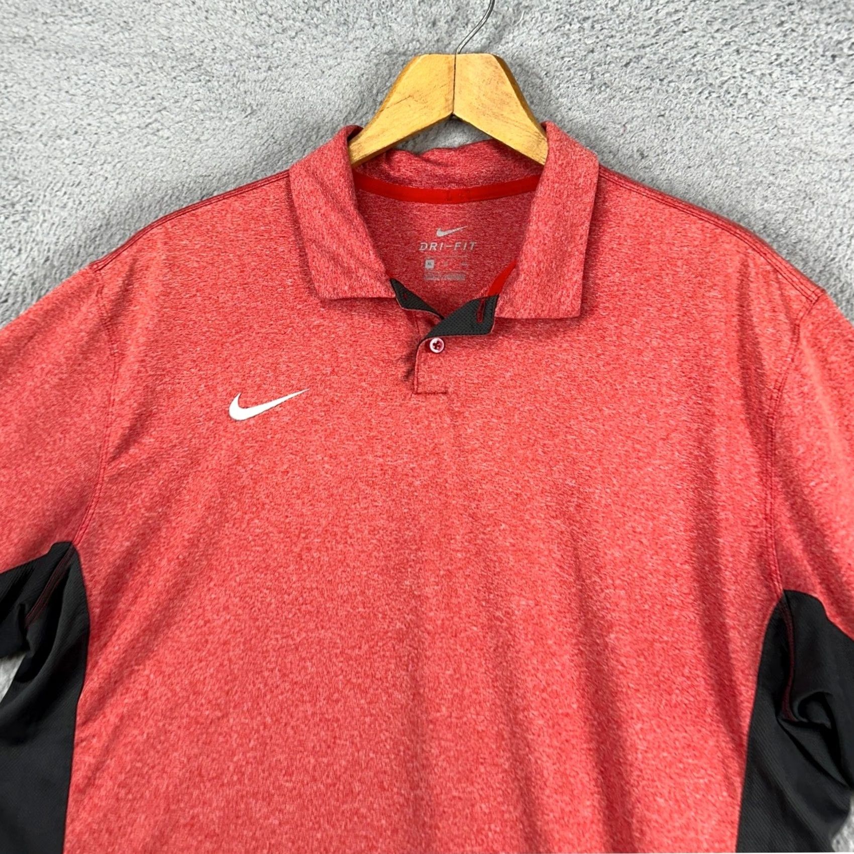 Nike Nike Dri-Fit Mens Golf Polo Shirt XL Red Black Colorblock Short Sleeve Rugby Size US XL / EU 56 / 4 - 2 Thumbnail