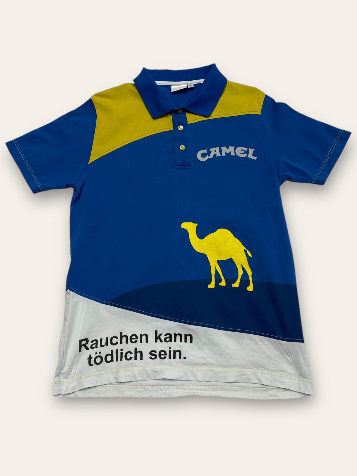 Camel Vintage CAMEL Blue Yellow Big Logo Polo Shirt Y2K Size US S / EU 44-46 / 1 - 1 Thumbnail
