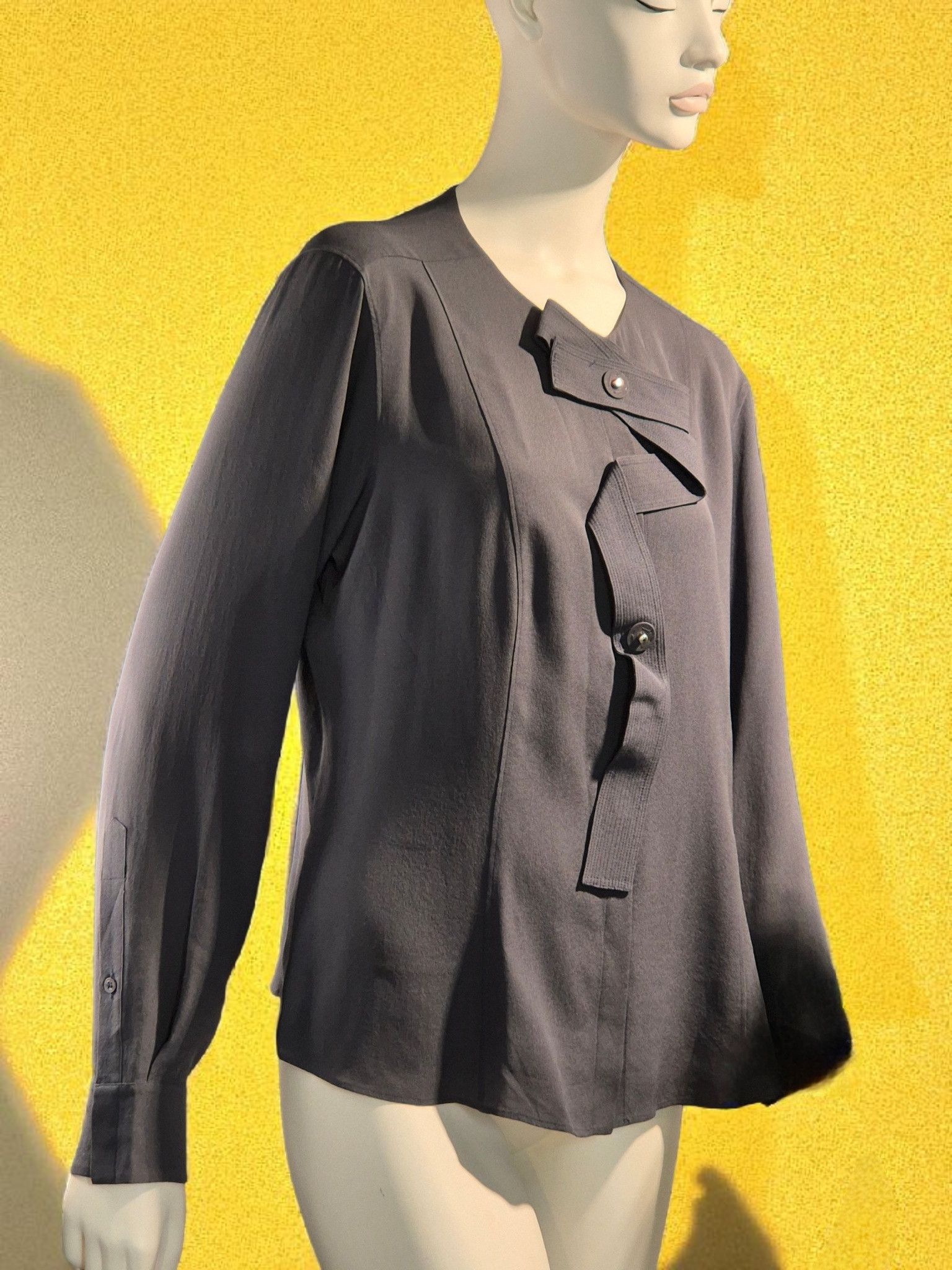 Other Aquilano Rimondi- Charcoal Grey Pure Silk Shirt 62–67 it 46 Size M / US 6-8 / IT 42-44 - 15 Thumbnail