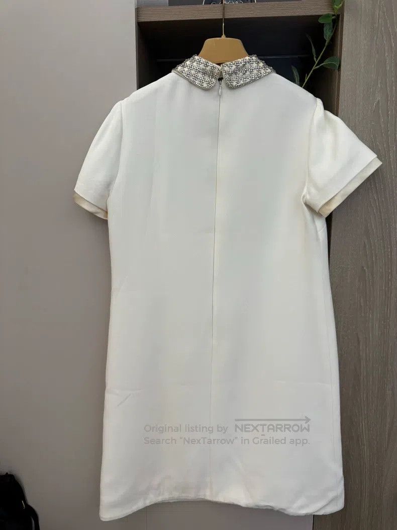 Miu Miu Miu Miu 42 White diamond-encrusted dress Size L / US 10 / IT 46 - 2 Thumbnail