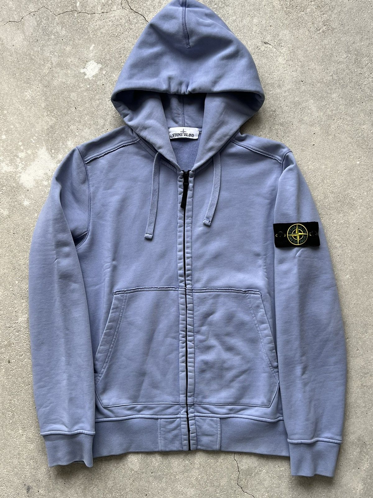 Pre-owned Stone Island Zip Hoodie In Blue