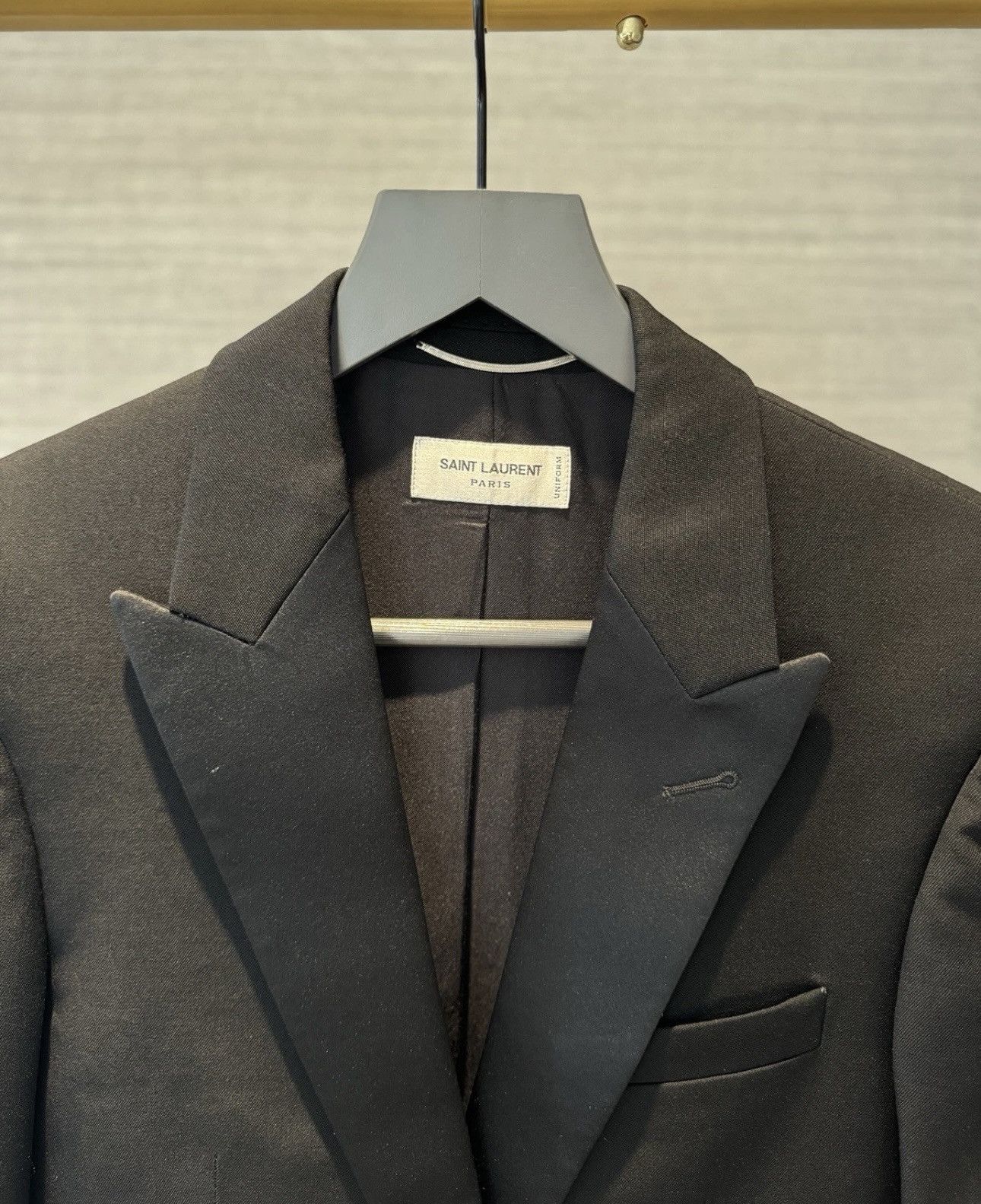 Saint Laurent Paris 2023 Peaked Lapel Le Smoking Blazer 44 Size 44R - 3 Thumbnail