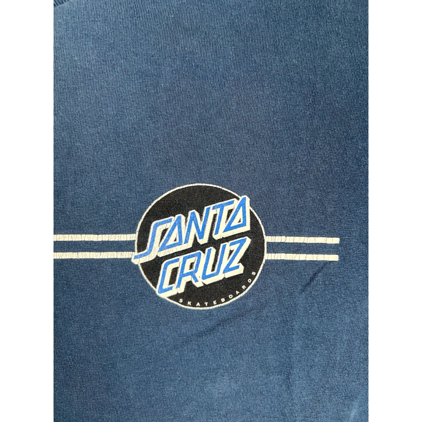 Vintage VINTAGE Santa Cruz T-Shirt Regular Men L Blue Distress 90s Beach OG Logo Short Sleeve Crew Neck Double-Sided Size US L / EU 52-54 / 3 - 3 Thumbnail