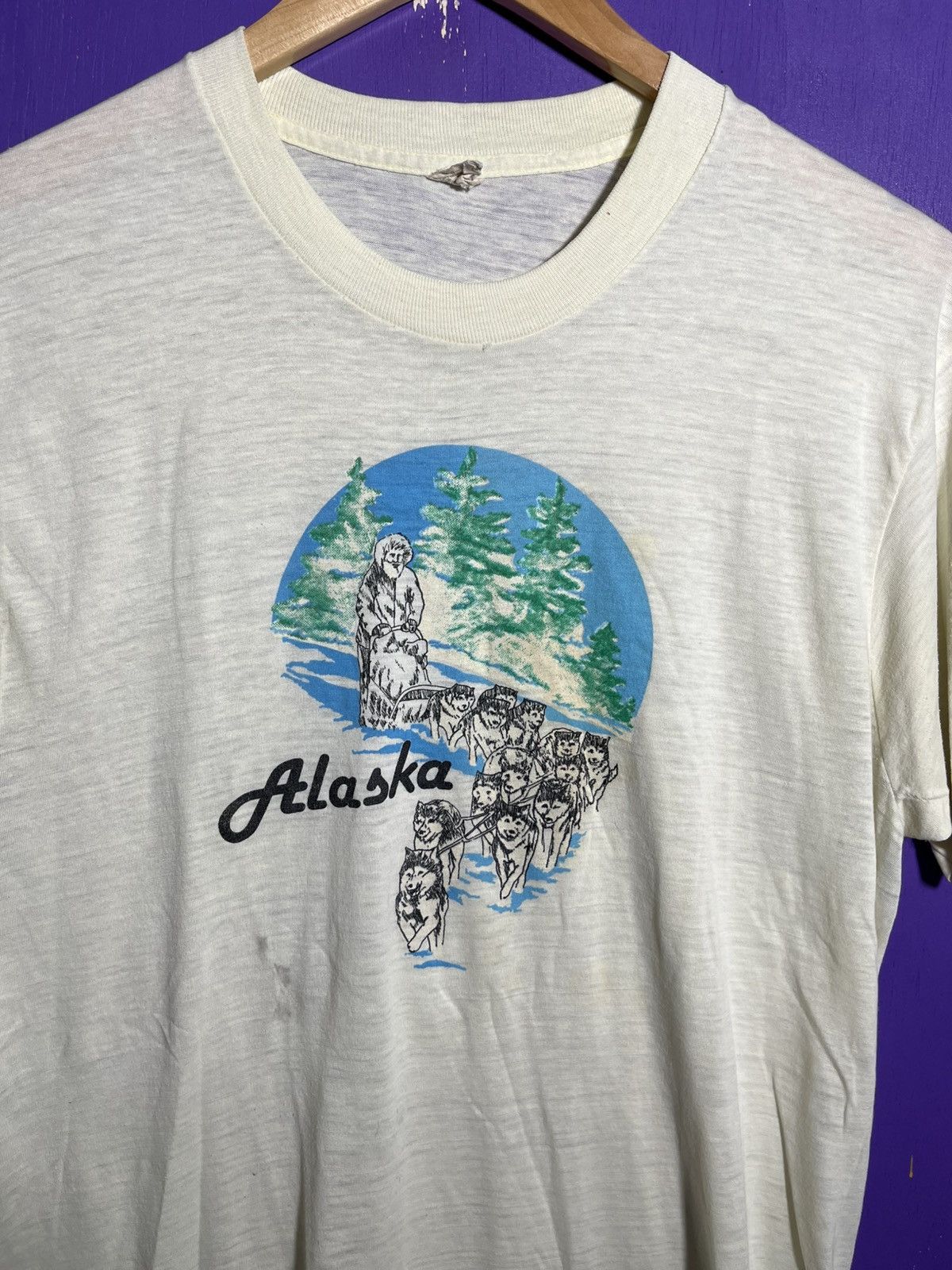 Vintage Vintage 80s Alaska husky sled pulling t-shirt Size US M / EU 48-50 / 2 - 3 Thumbnail