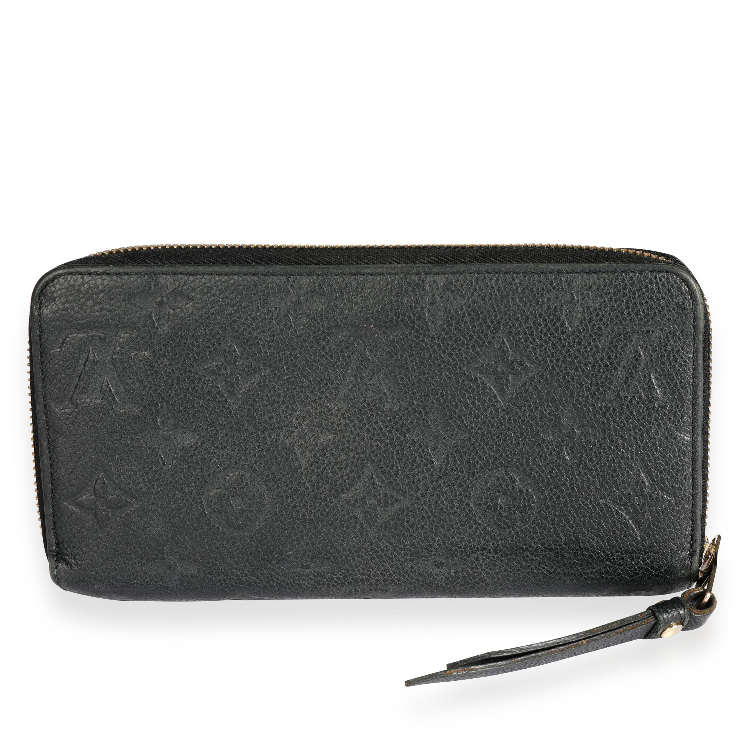 image of Louis Vuitton Black Monogram Empreinte Leather Zippy Wallet, Women's