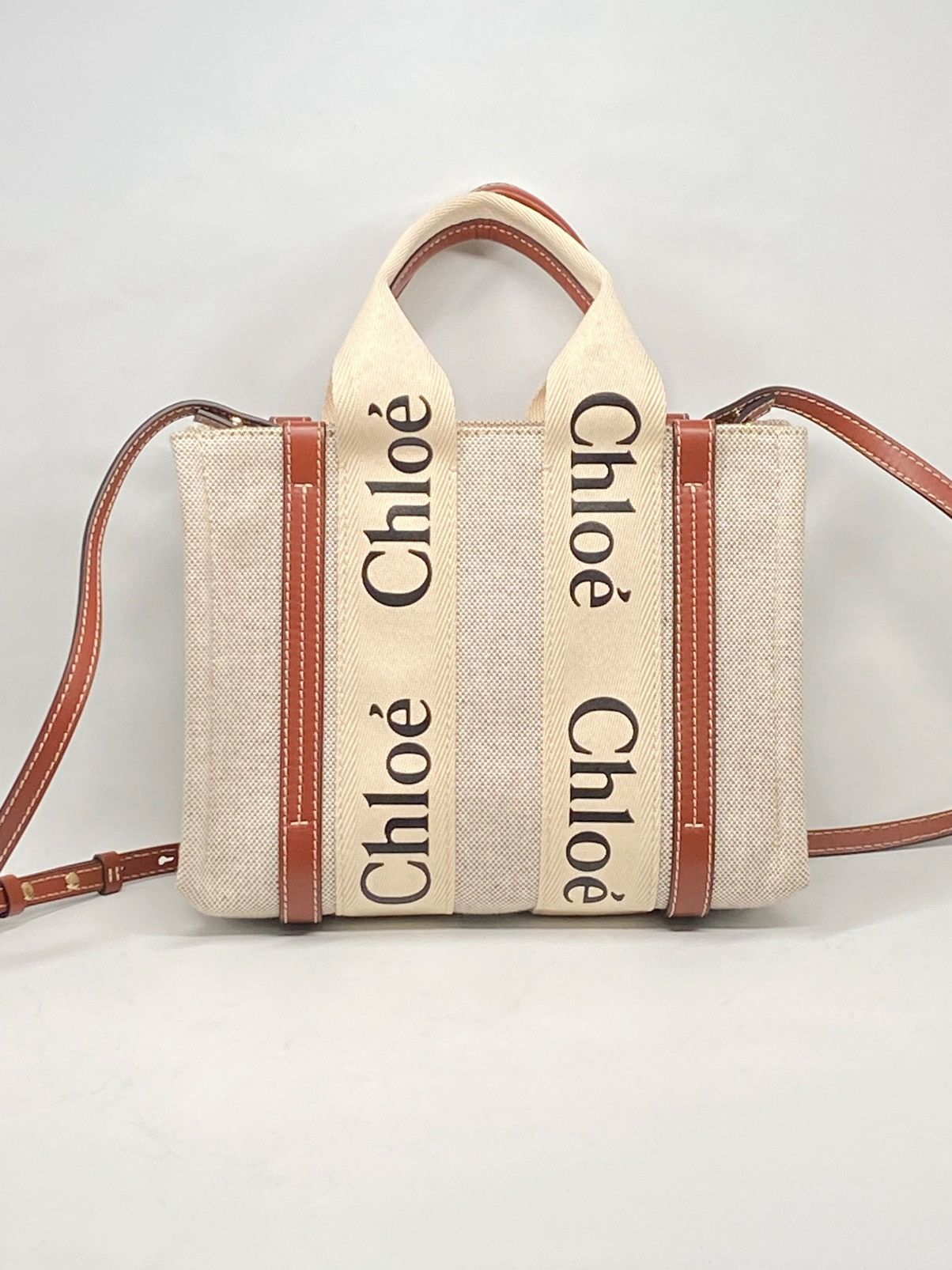 Chloe Chloe Small Woody Canvas Tote Bag Size ONE SIZE - 6 Thumbnail