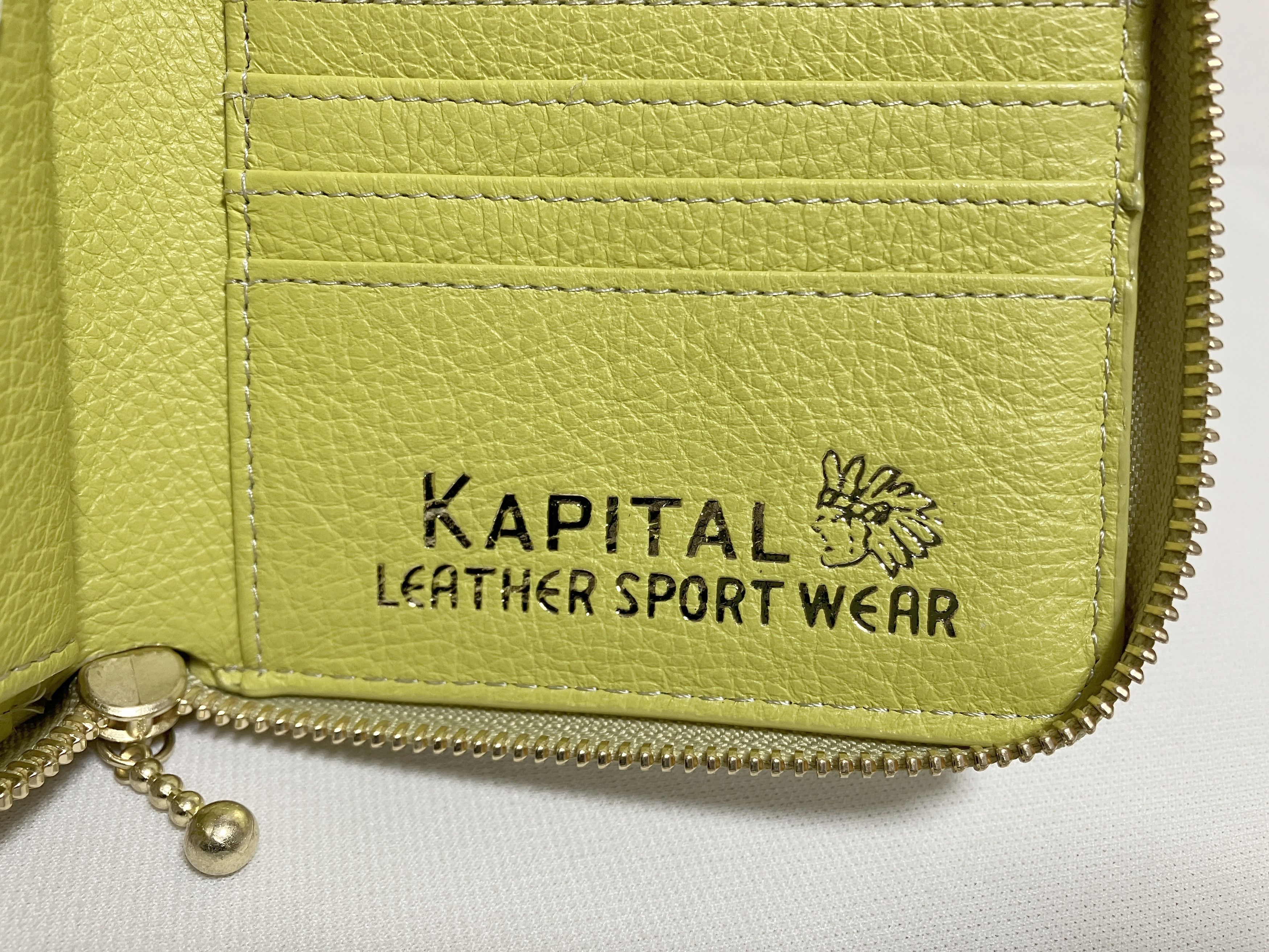 Kapital Kapital THUMBS UP BONE HAND ZIP leather wallet lime Size ONE SIZE - 4 Thumbnail