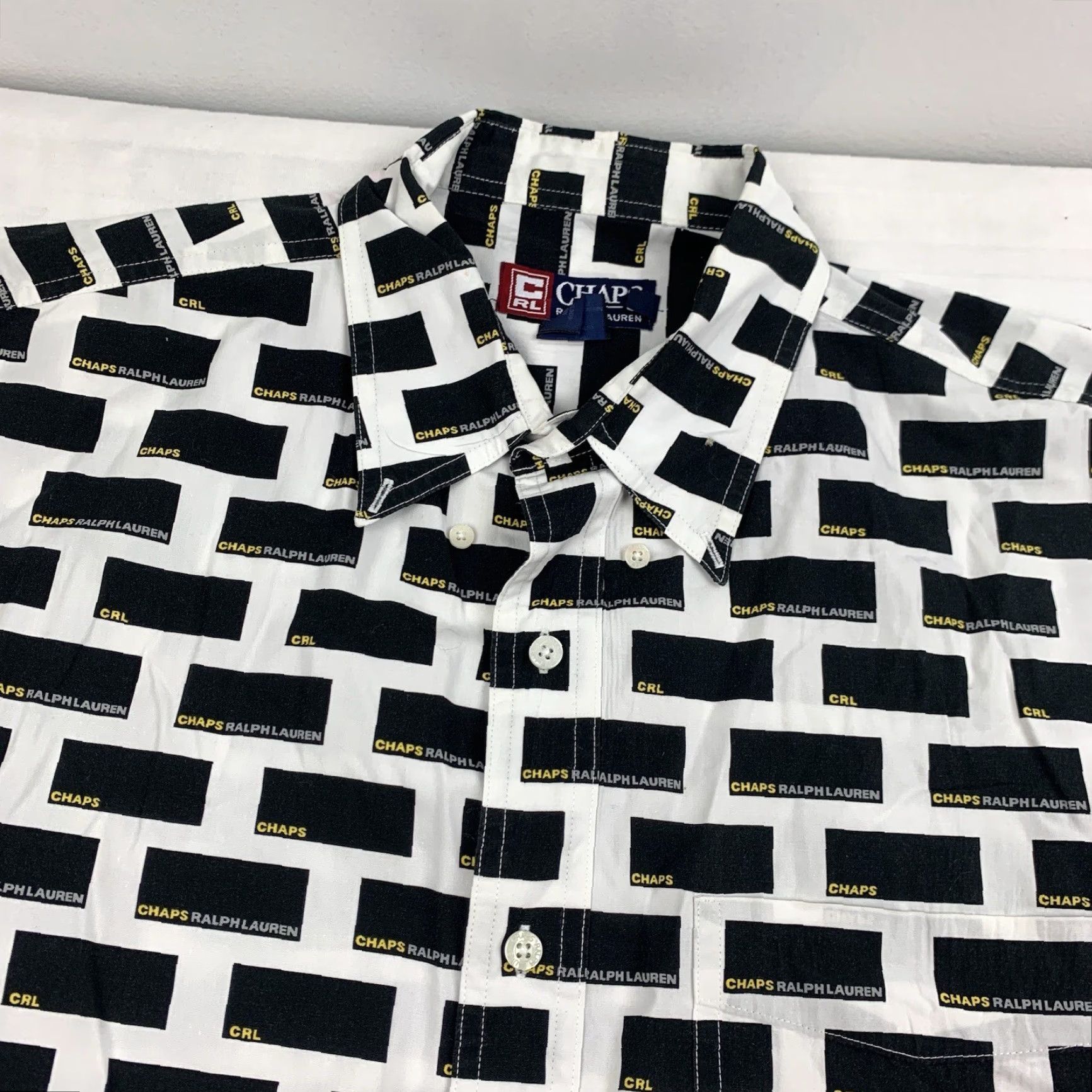 Chaps VINTAGE Chaps Ralph Lauren Button Up Shirt Adult L White All Over Print Y2K 90s Grunge Mens Shirt Size US L / EU 52-54 / 3 - 2 Thumbnail